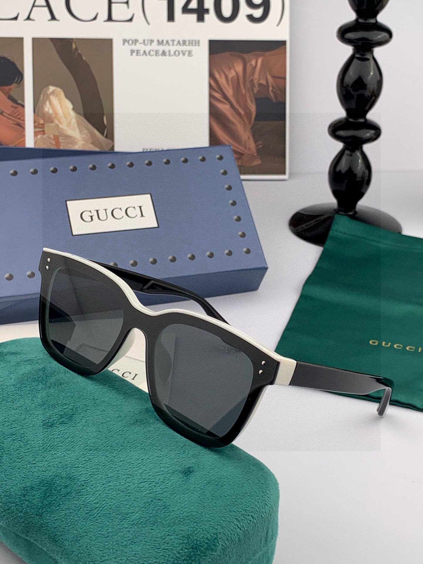 GUCCI 新款连体尼龙偏光太眼镜，情侣款时尚方框太阳镜佩戴舒适网红潮流款墨镜，大气女人范儿，大脸小脸都