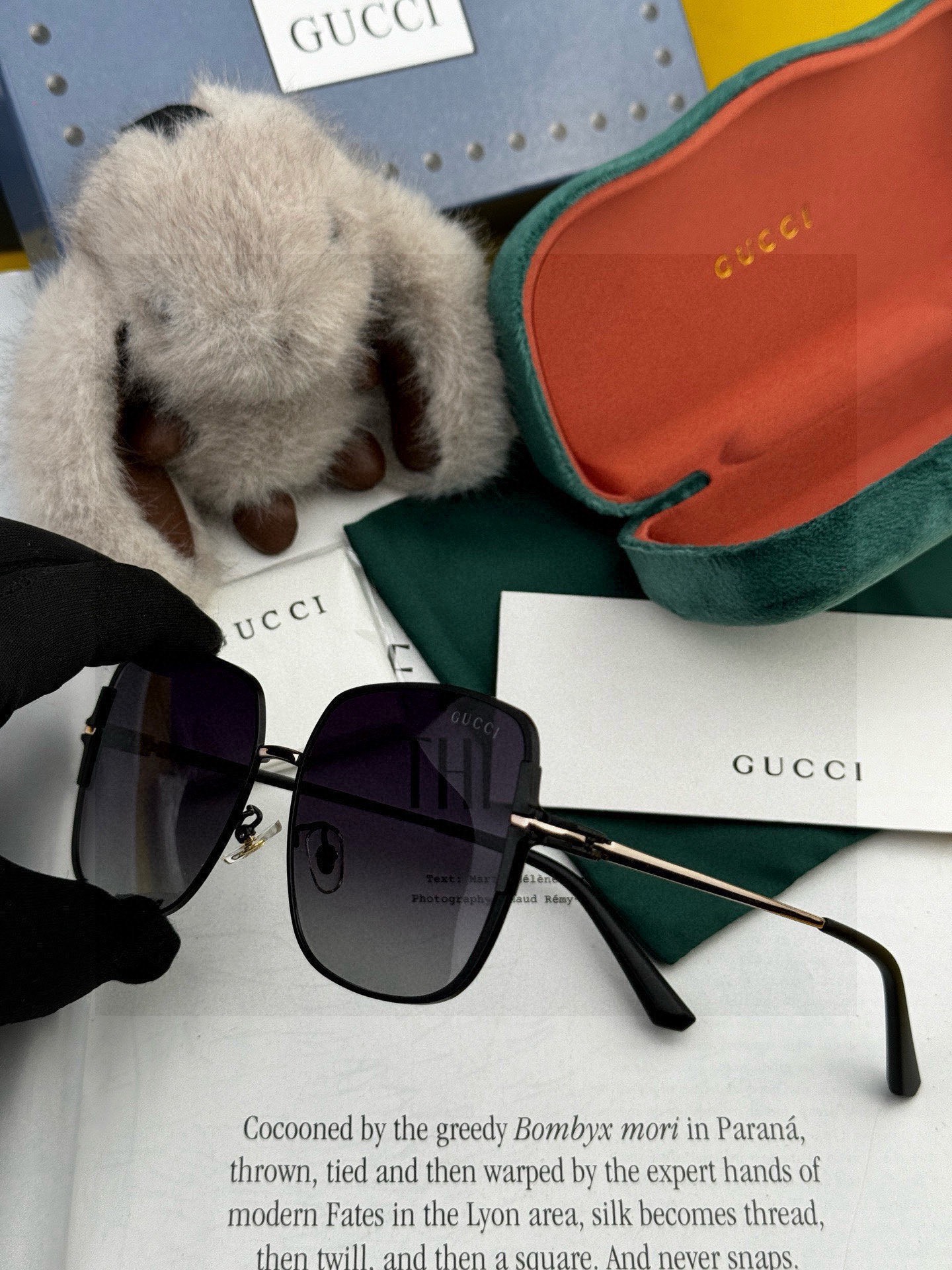 【尼龙偏光系列】GUCCI无框太阳镜墨多边形设计，不挑脸型，无论搭配大衣还是连衣裙都非常显气质尼龙偏光镜