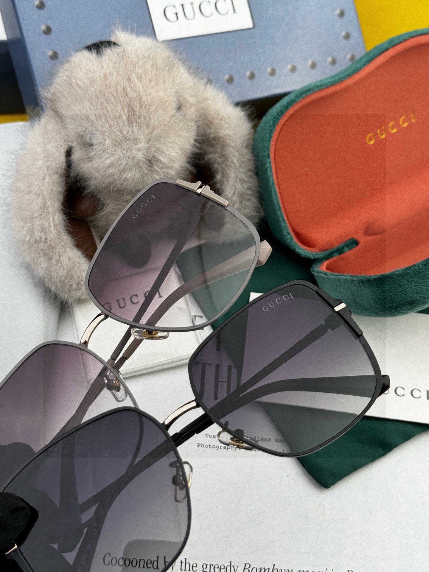 【尼龙偏光系列】GUCCI无框太阳镜墨多边形设计，不挑脸型，无论搭配大衣还是连衣裙都非常显气质尼龙偏光镜