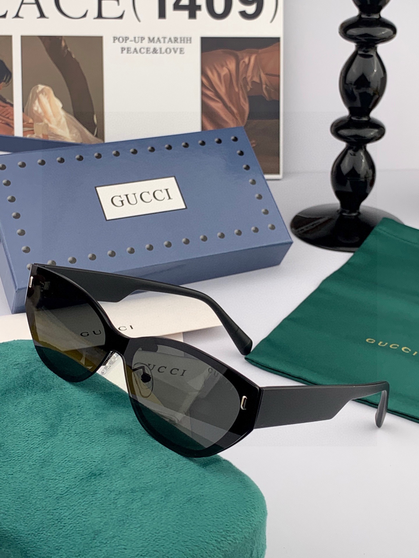 GUCCI 新款连体尼龙偏光太眼镜，情侣款时尚方框太阳镜佩戴舒适网红潮流款墨镜，大气女人范儿，大脸小脸都