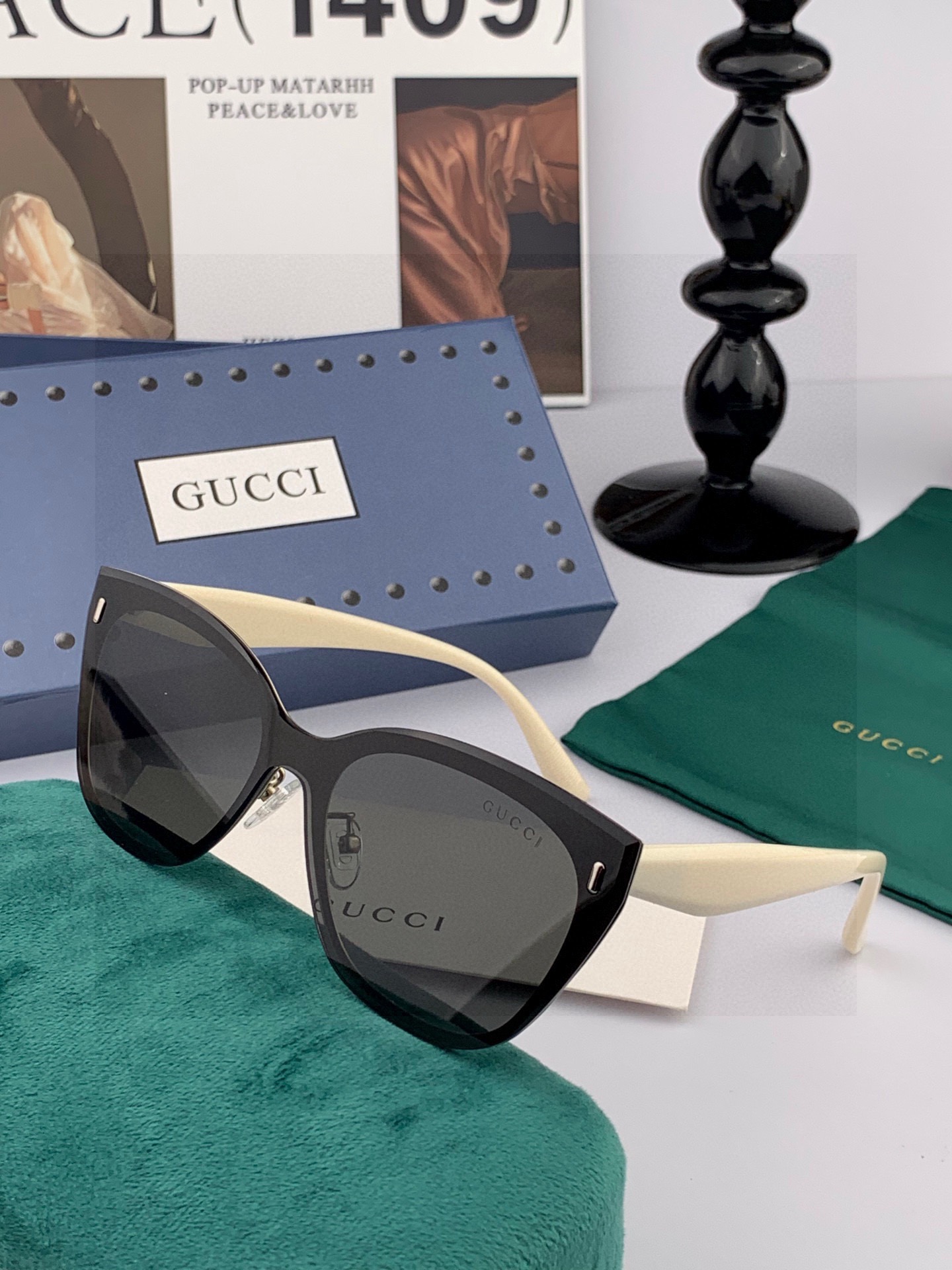 GUCCI 新款连体尼龙偏光太眼镜，情侣款时尚方框太阳镜佩戴舒适网红潮流款墨镜，大气女人范儿，大脸小脸都
