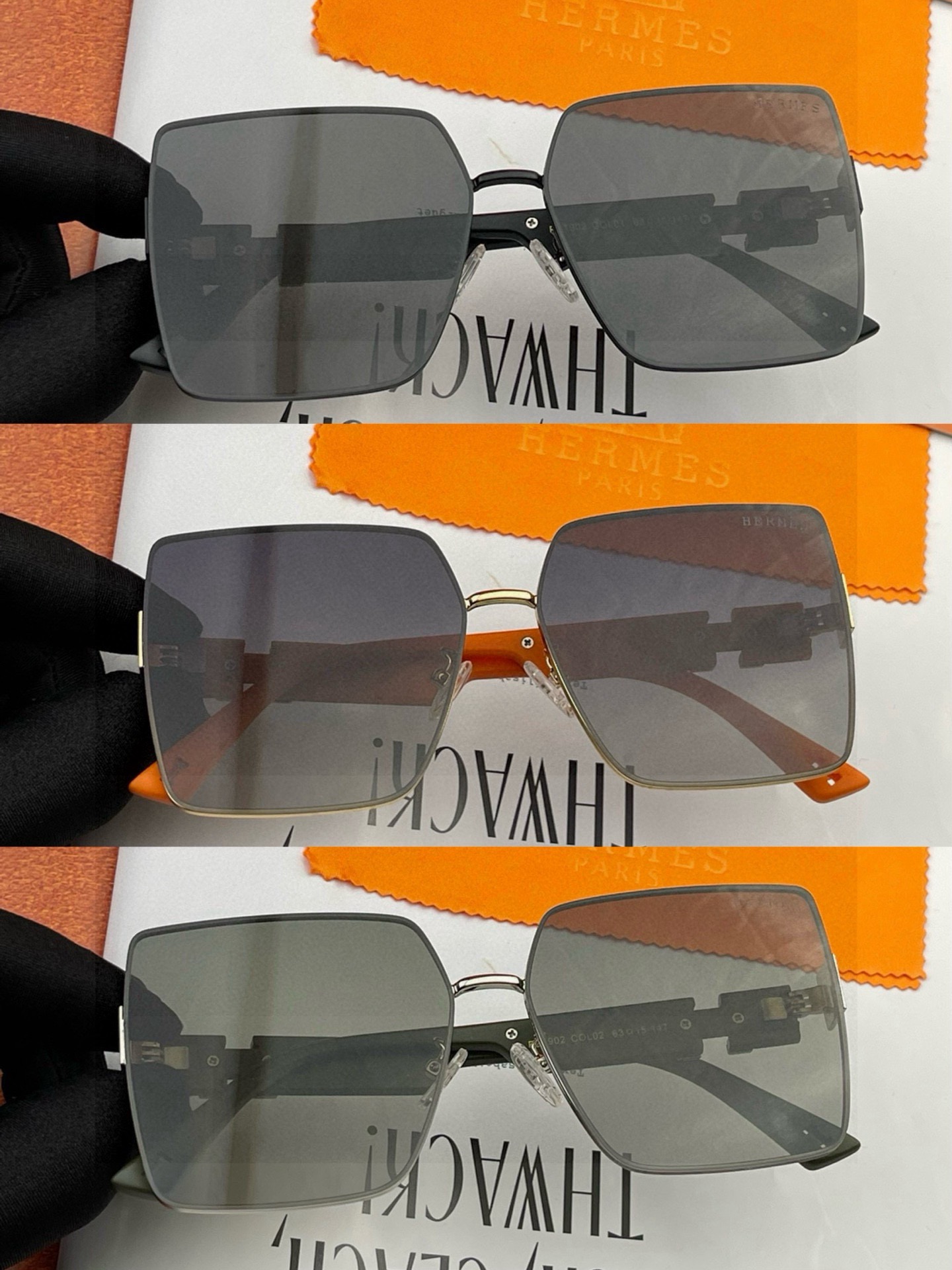 【尼龙偏光系列】爱马仕 经典的方框设计，不挑脸型，无论搭配大衣还是连衣裙都非常显气质尼龙偏光镜片预防紫外