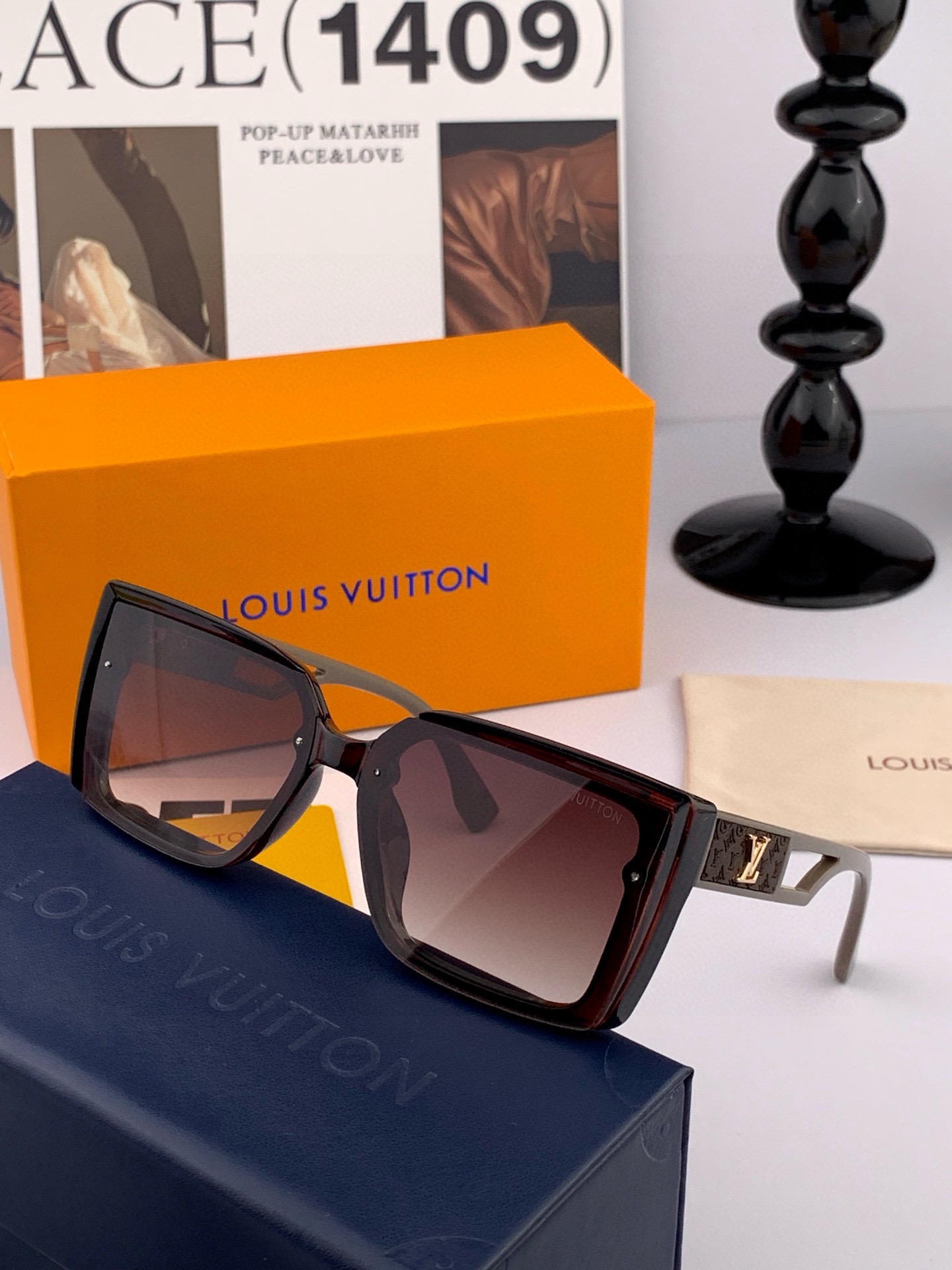 【TR偏光系列】lv大框太阳镜墨镜经典的方框设计，不挑脸型，无论搭配大衣还是连衣裙都非常显气质偏光镜片预