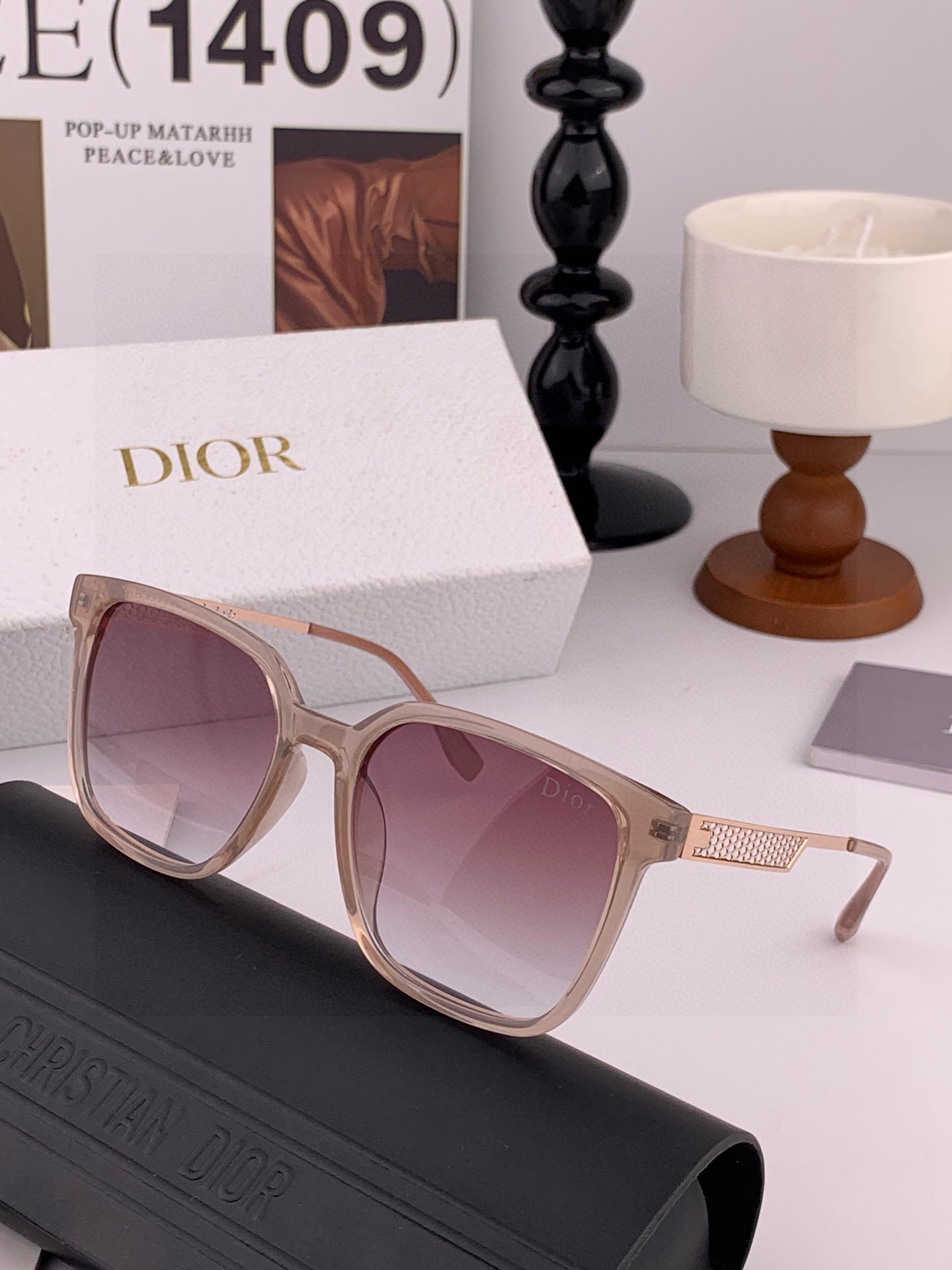 🔺 【DIOR】2025开春新款 潮流爆款 时尚方框偏光太阳镜 高品质 佩戴舒适 网红潮款墨镜 女士高清