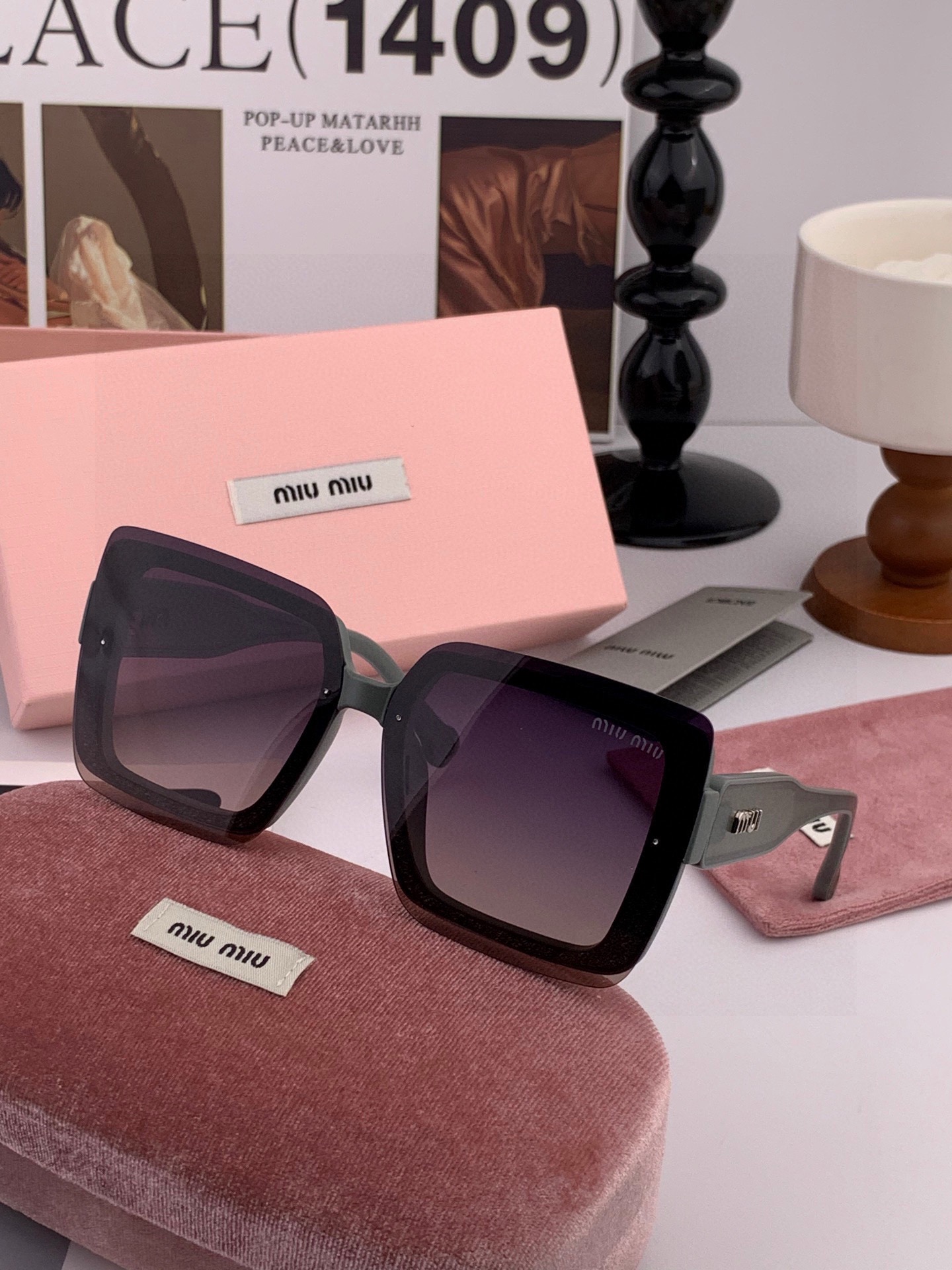 🔺 【缪缪 TR偏光太阳镜】2025开春新款 潮流爆款 时尚方框偏光太阳镜 高品质 佩戴舒适 网红潮款墨