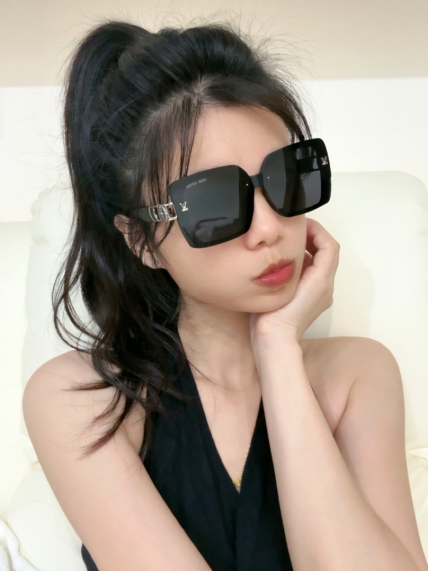 【TR偏光系列】lv大框太阳镜墨镜经典的方框设计，不挑脸型，无论搭配大衣还是连衣裙都非常显气质偏光镜片预