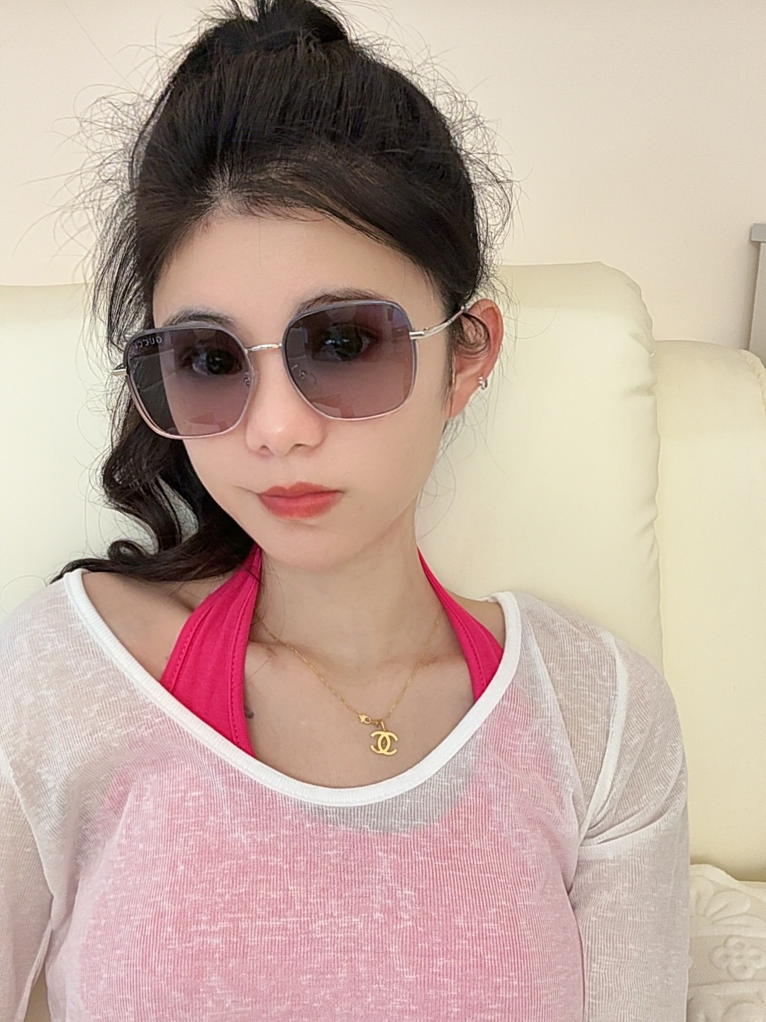 GUCCI 2025开春新款 最新款方框太阳镜 各路网红纷纷带起气场满分‼️ 俏皮甜美.上脸效果更佳.金