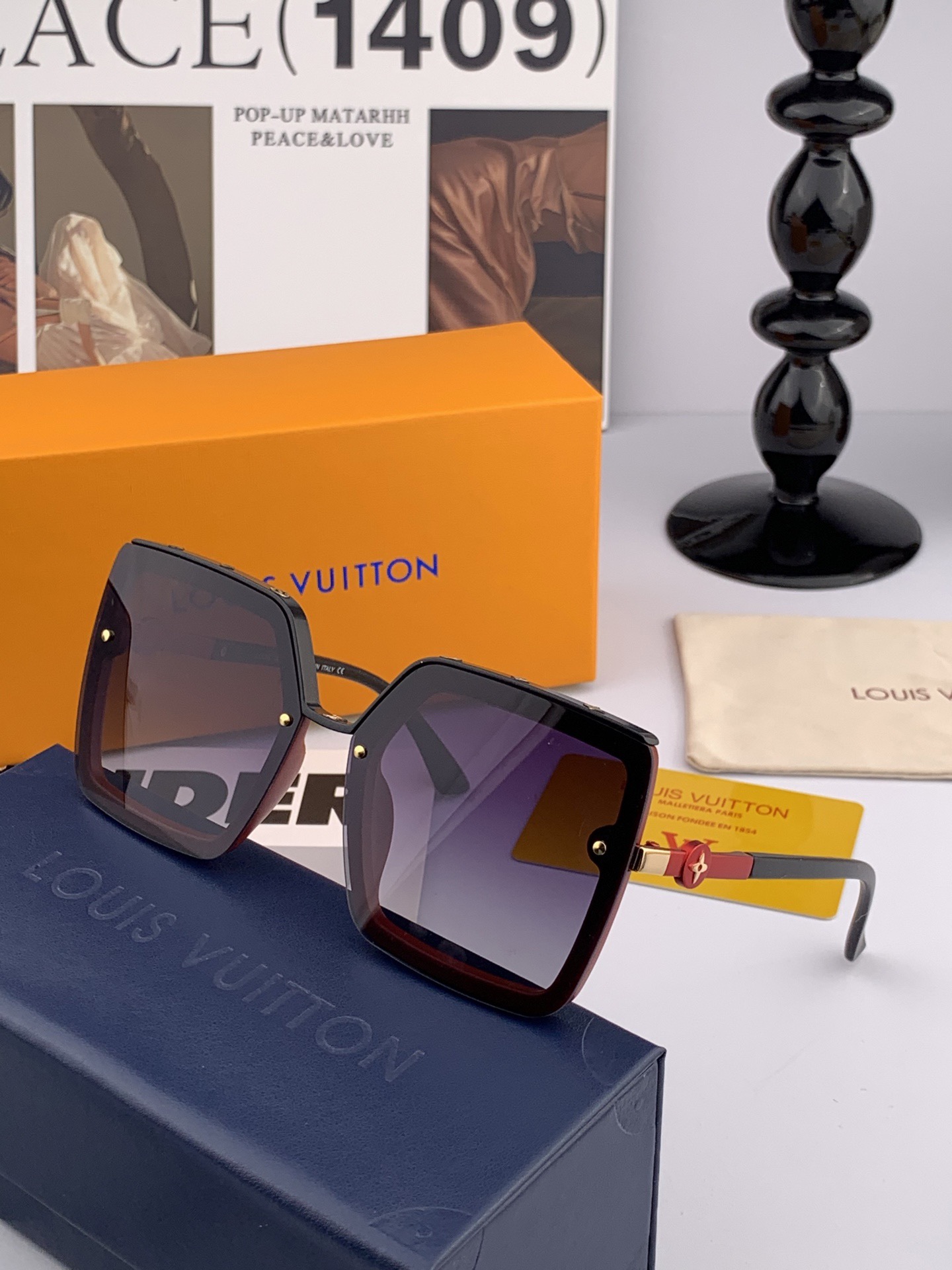 【TR偏光系列】lv大框太阳镜墨镜经典的方框设计，不挑脸型，无论搭配大衣还是连衣裙都非常显气质偏光镜片预