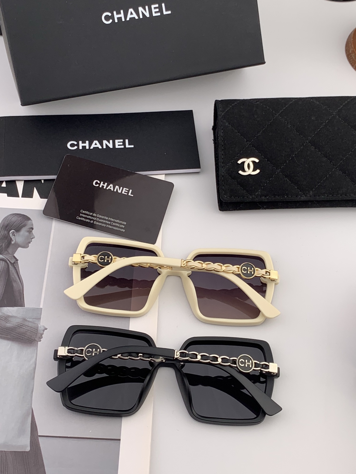 香奈儿 开春新款太阳镜 各路网红纷纷带起气场满分‼️ 俏皮甜美.上脸效果更佳.金属质感超好 型号：CH0