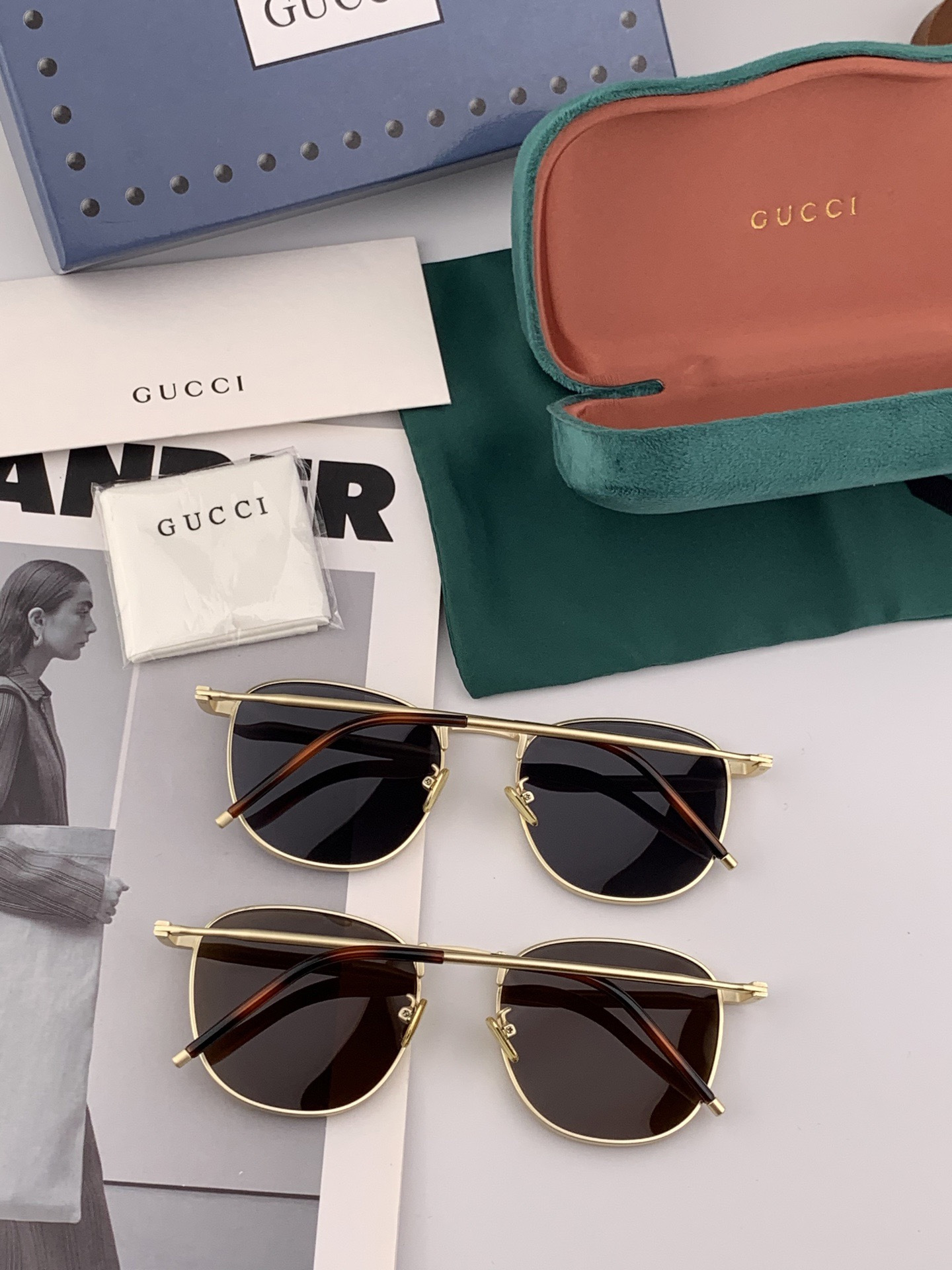 Gucci 。 高品质男女款墨镜 👍 进口宝丽来偏光镜片 。 开车钓鱼都可 。百搭显瘦墨镜韩版男士飞行员