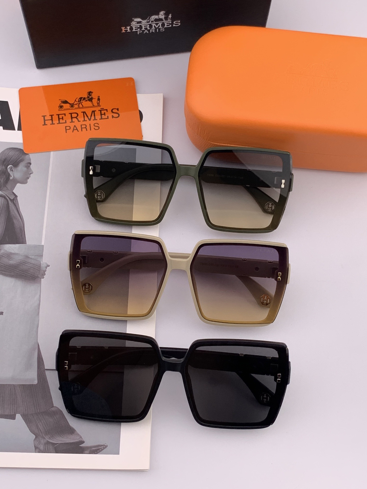 【TR尼龙系列】爱马仕 经典的方框设计，不挑脸型，无论搭配大衣还是连衣裙都非常显气质尼龙镜片预防紫外线 