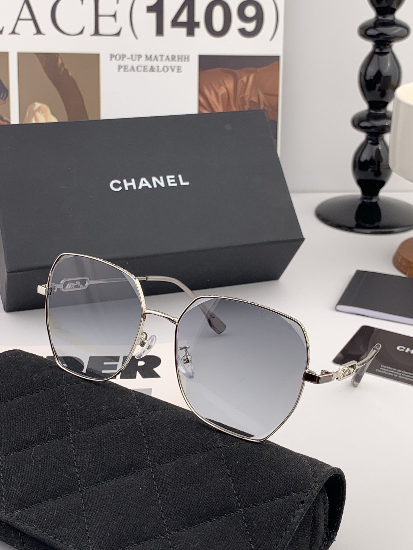 【CHANEL】香奈儿 新款尼龙偏光太眼镜，无框钻石 切边更有质感，大气女人范儿，大脸小脸都好看 ！型号