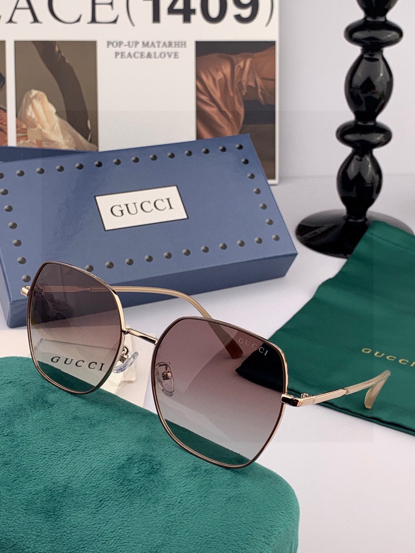 🔺 【GUCCI-偏光太阳镜】开春新款 潮流爆款 时尚圆框偏光太阳镜 高品质 佩戴舒适 网红潮款墨镜 女