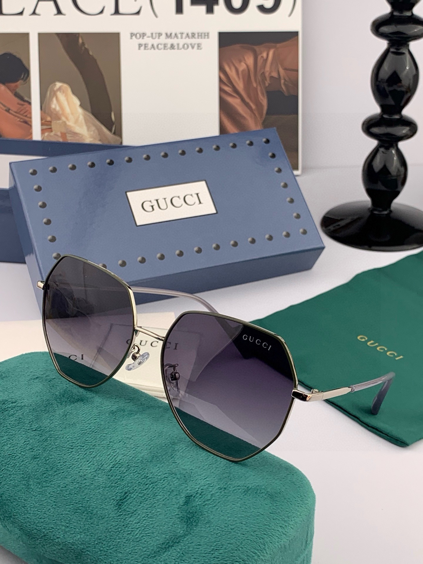 🔺 【GUCCI-偏光太阳镜】开春新款 潮流爆款 时尚圆框偏光太阳镜 高品质 佩戴舒适 网红潮款墨镜 女
