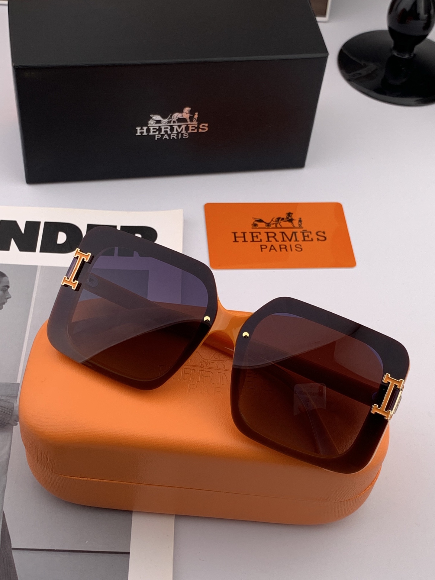 新款 爱马仕女士偏光太阳镜🕶️ 宝丽来高清镜片🎉高品质TR-90镜框 时尚百搭！型号：H3881