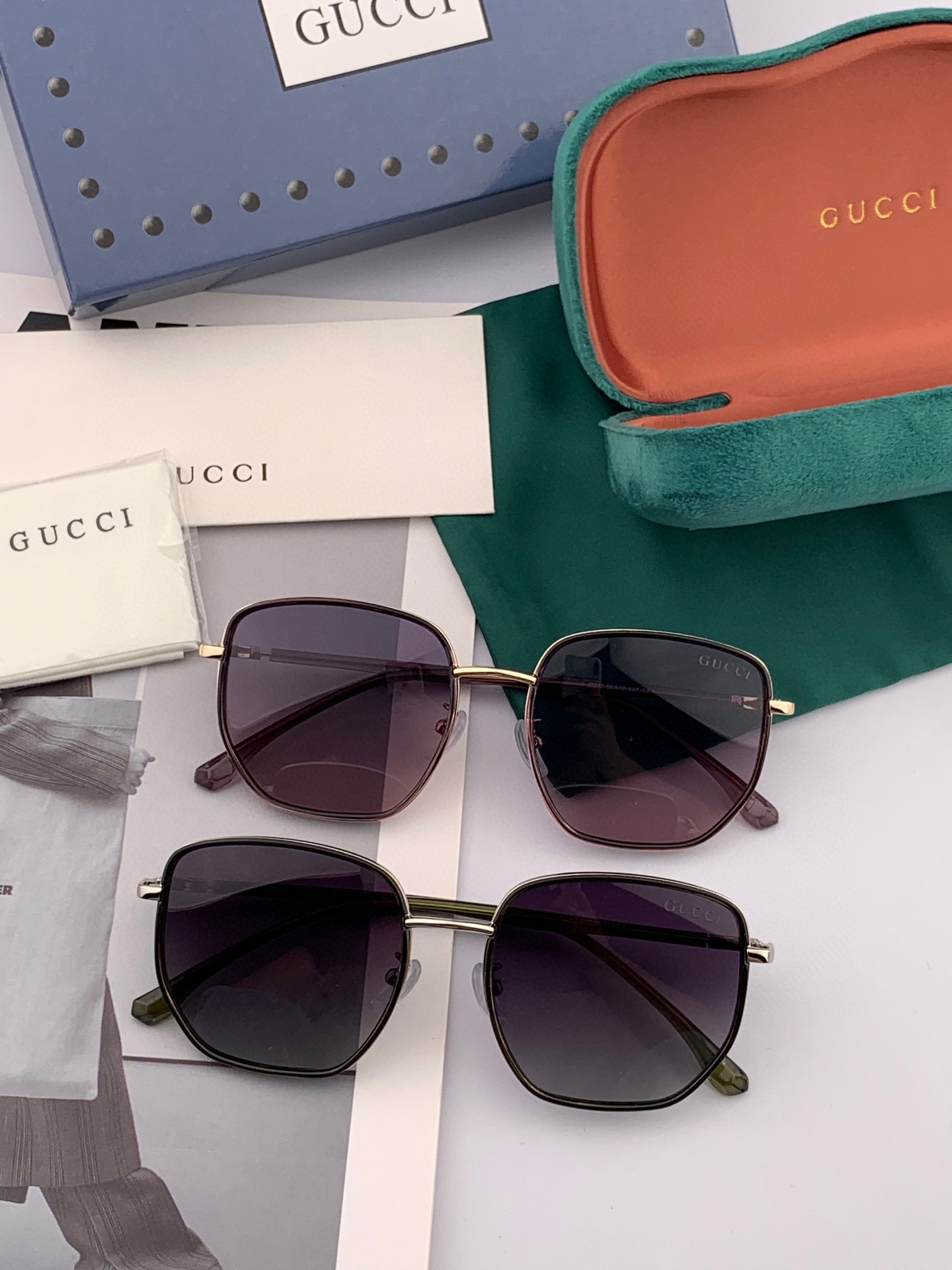 GUCCI 开春新款太阳镜 各路网红纷纷带起气场满分‼️ 俏皮甜美.上脸效果更佳.金属质感超好 型号：G