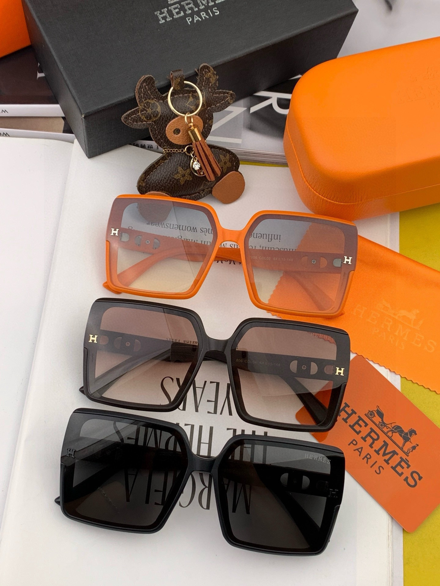 【TR尼龙偏光系列】爱马仕 经典的方框设计，不挑脸型，无论搭配大衣还是连衣裙都非常显气质尼龙偏光镜片预防