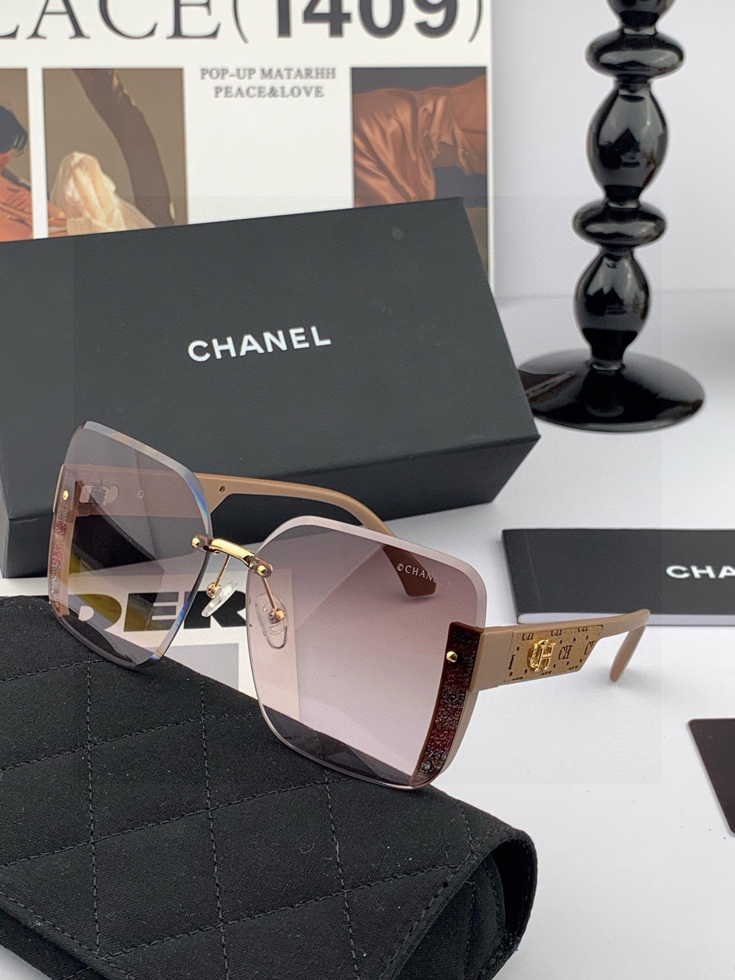 🔺 【香奈儿】开春新款 潮流爆款 时尚方框太阳镜 高品质 佩戴舒适 网红潮款墨镜 女士高清加厚偏光太阳镜