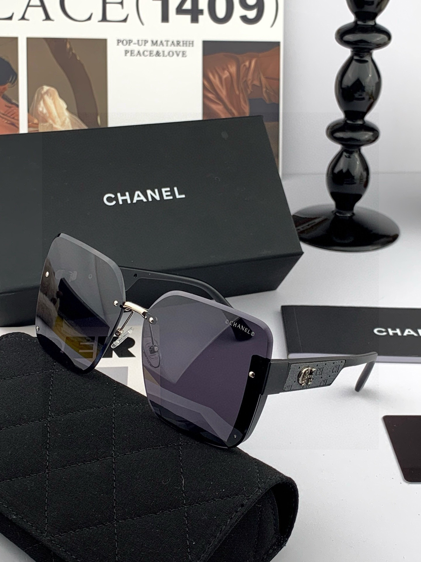 🔺 【香奈儿】开春新款 潮流爆款 时尚方框太阳镜 高品质 佩戴舒适 网红潮款墨镜 女士高清加厚偏光太阳镜