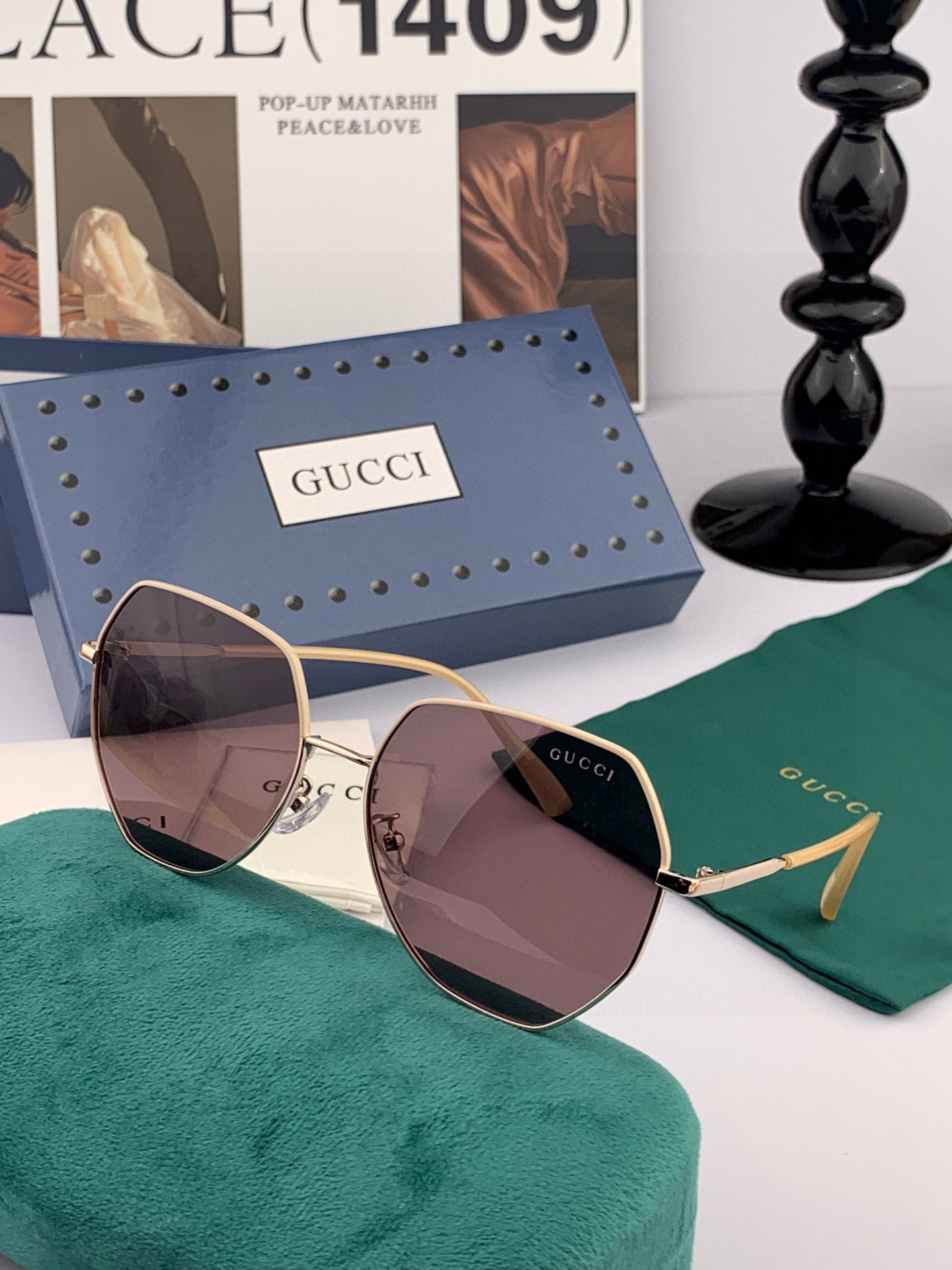 🔺 【GUCCI-偏光太阳镜】开春新款 潮流爆款 时尚圆框偏光太阳镜 高品质 佩戴舒适 网红潮款墨镜 女