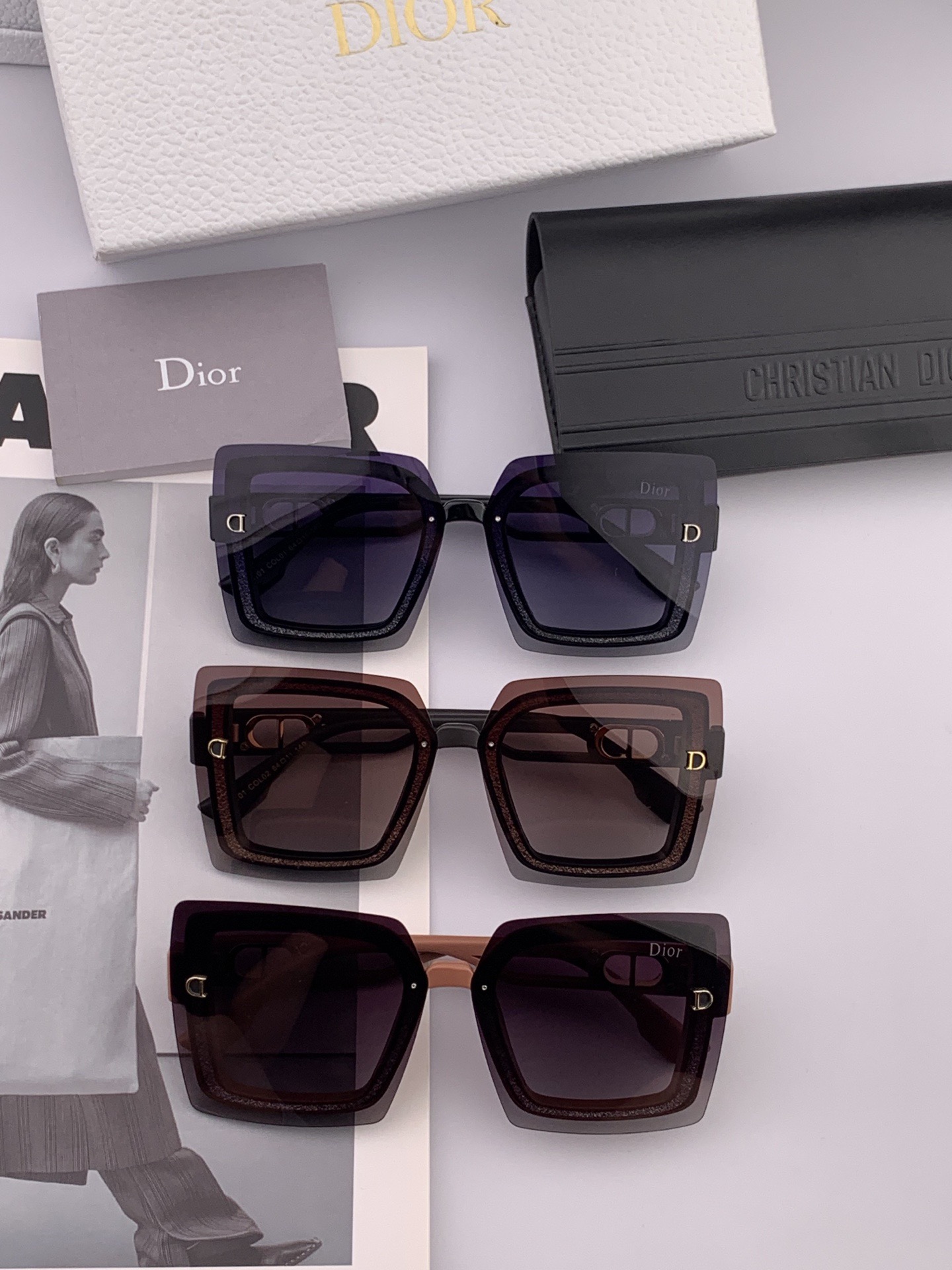 Dior 新款偏光太阳镜 款式多 。经典的方框设计，不挑脸型，无论搭配大衣还是连衣裙都非常显气质 偏光镜