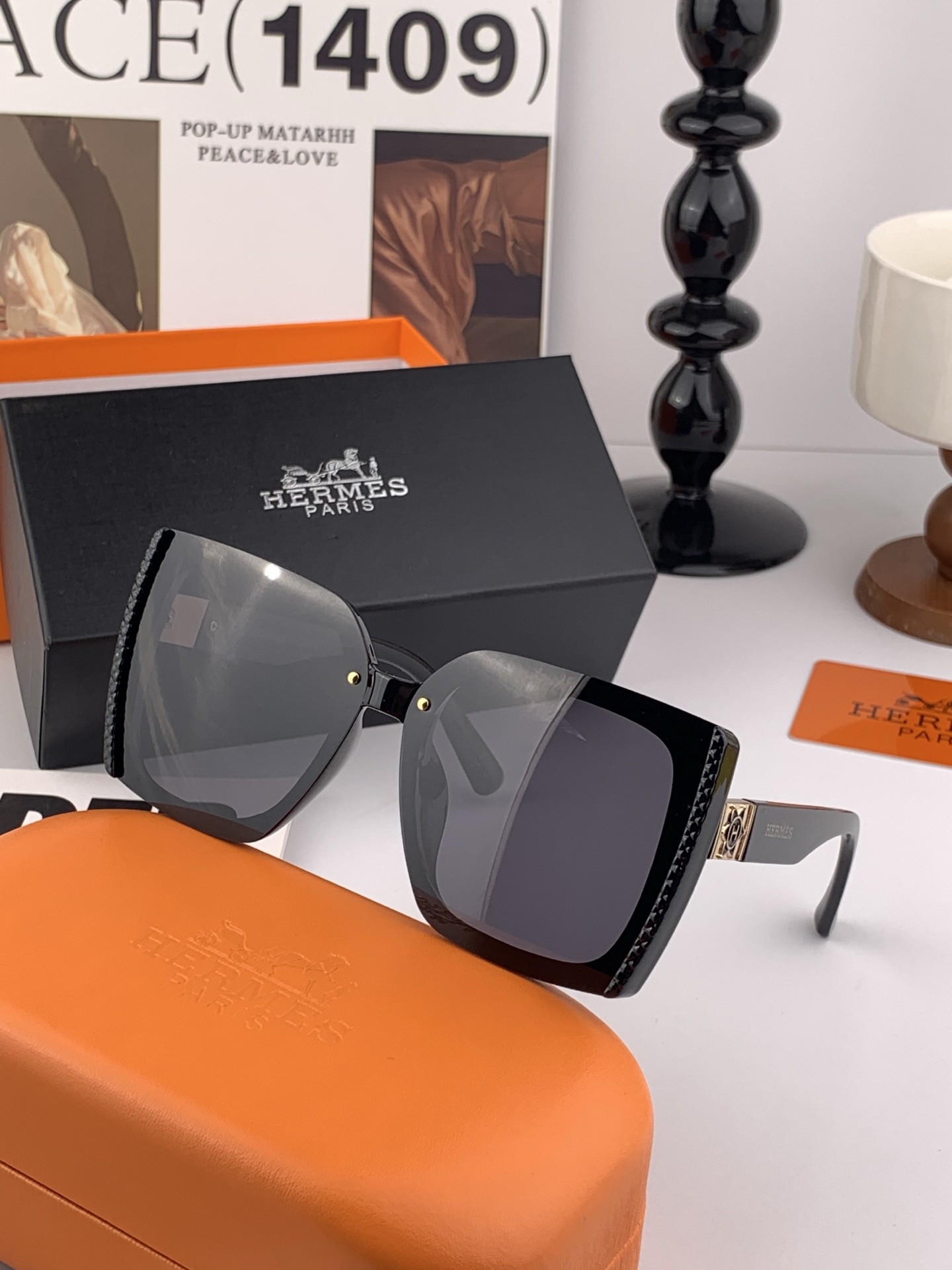 新款 爱马仕女士偏光太阳镜🕶️ 宝丽来高清镜片🎉高品质TR-90镜框 时尚百搭！型号：H6888