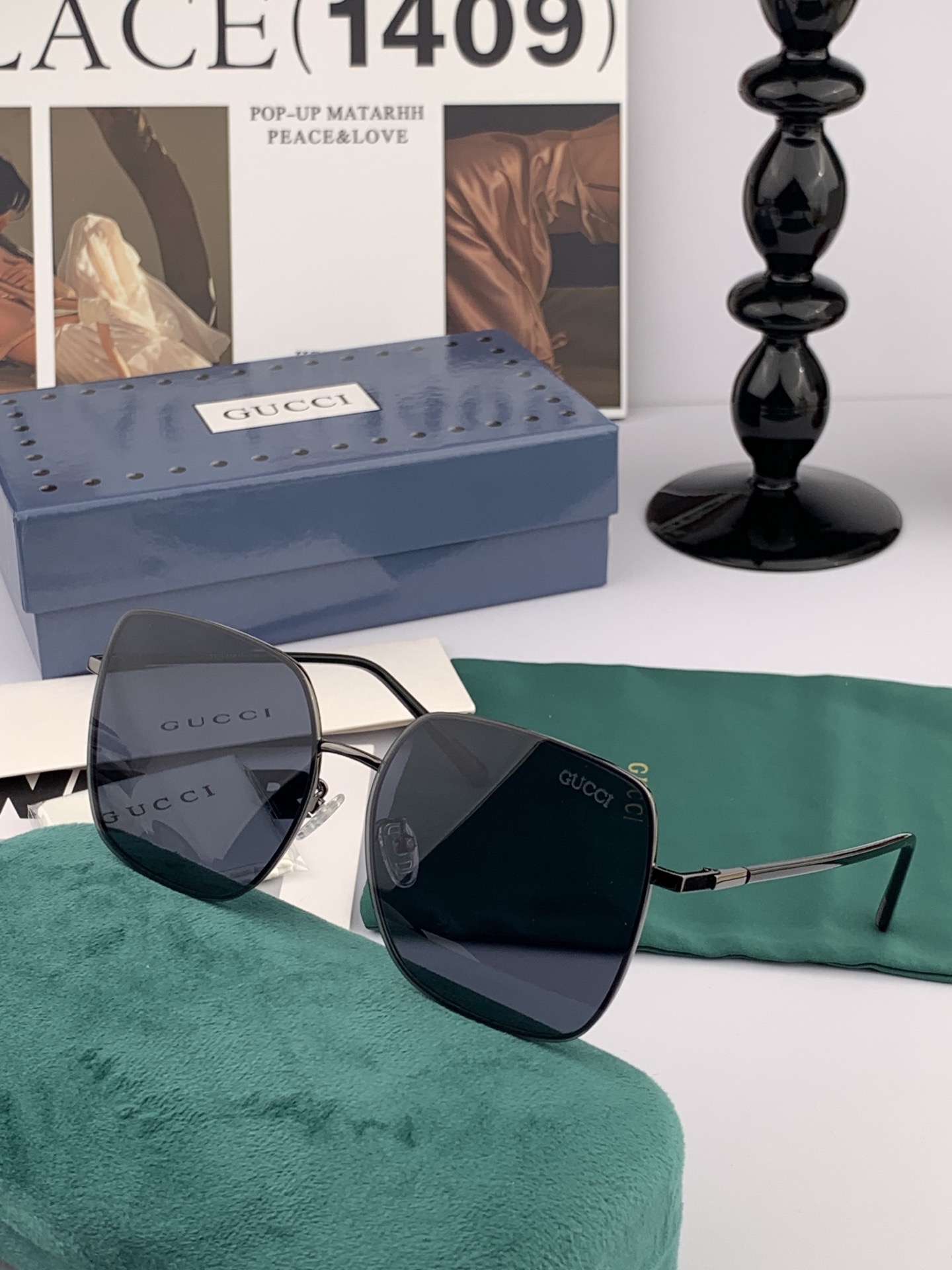 GUCCI 男款炫彩飞行员偏光太阳镜 ❤️材质：高清尼龙加厚卡槽高清偏光镜片 🌹无边框镜架💕颜👍型号：G