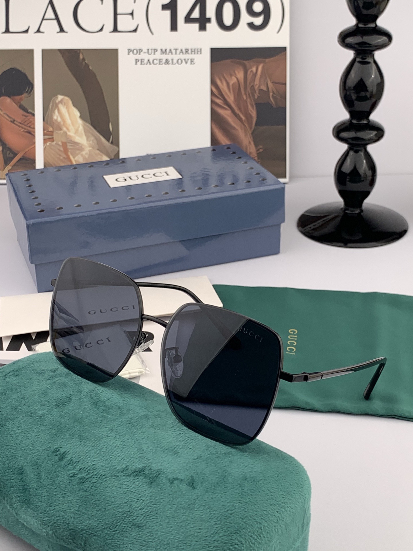 GUCCI 男款炫彩飞行员偏光太阳镜 ❤️材质：高清尼龙加厚卡槽高清偏光镜片 🌹无边框镜架💕颜👍型号：G