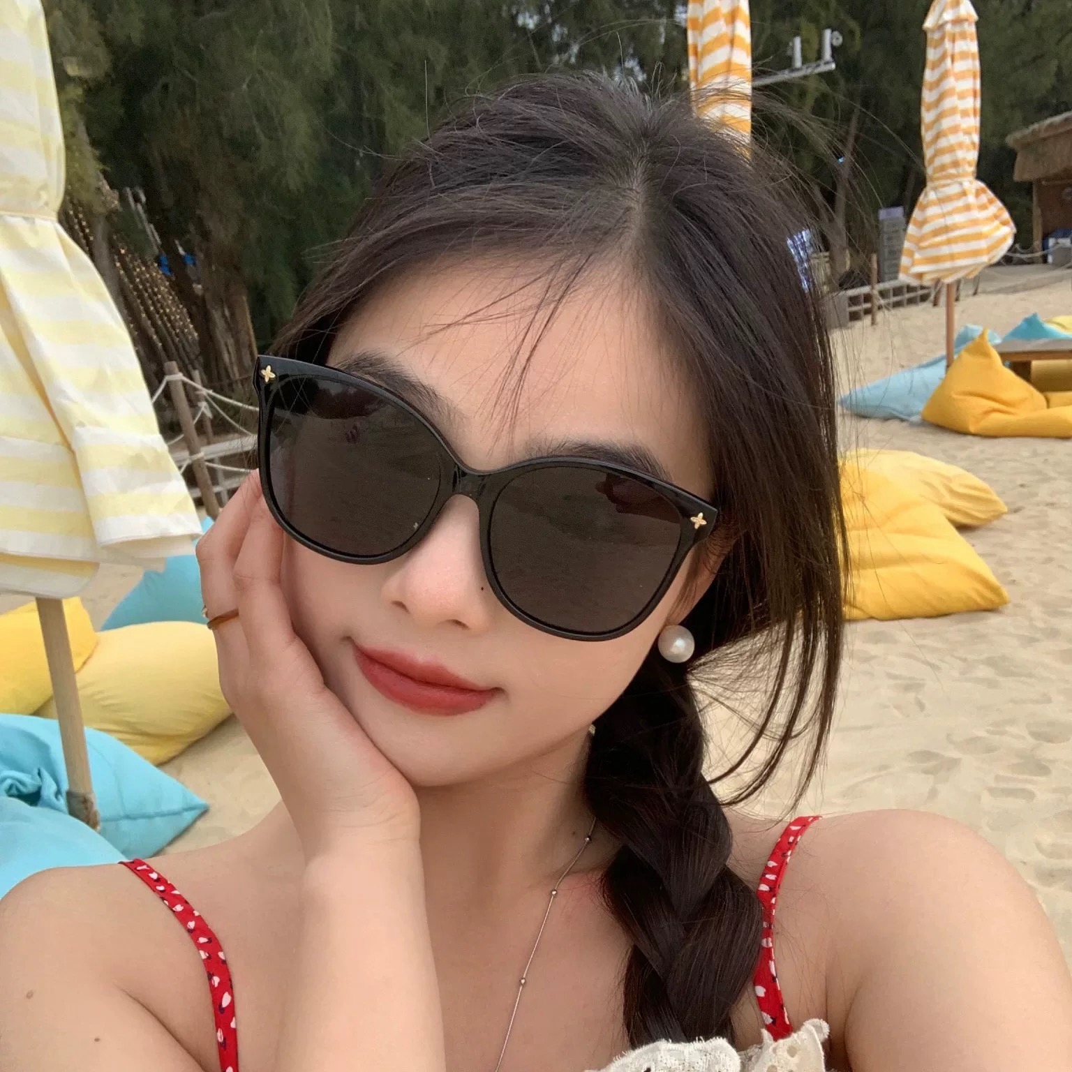 LV 太阳镜潮品官网模特同款 [玫瑰][玫瑰]四叶草🍀精致个性设计简约时尚 高品质值得拥有绝对潮爆整个夏