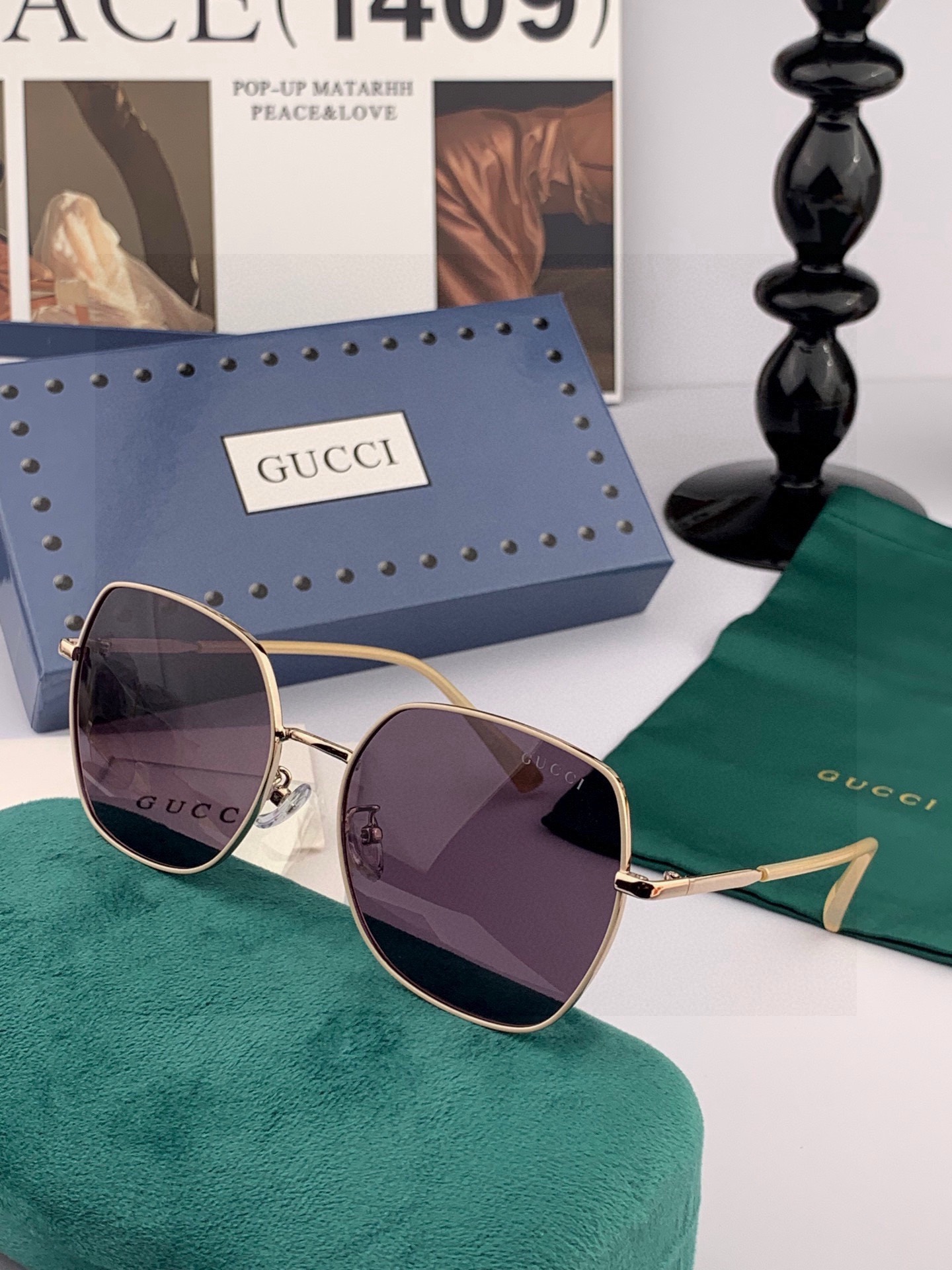 🔺 【GUCCI-偏光太阳镜】开春新款 潮流爆款 时尚圆框偏光太阳镜 高品质 佩戴舒适 网红潮款墨镜 女