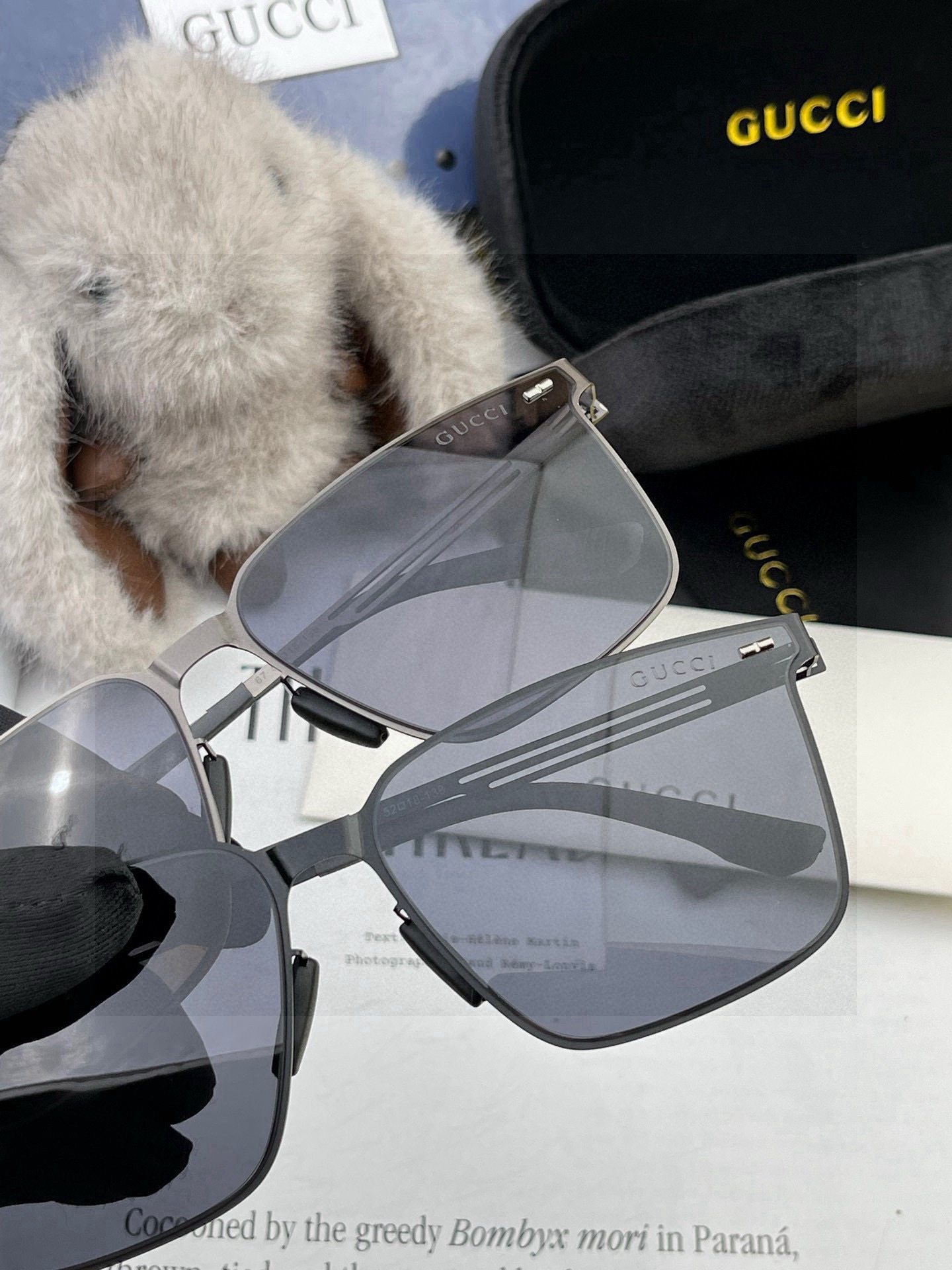 GUCCI 男款炫彩飞行员偏光太阳镜 ❤️材质：高清尼龙加厚卡槽高清偏光镜片 🌹无边框镜架💕颜👍型号：G