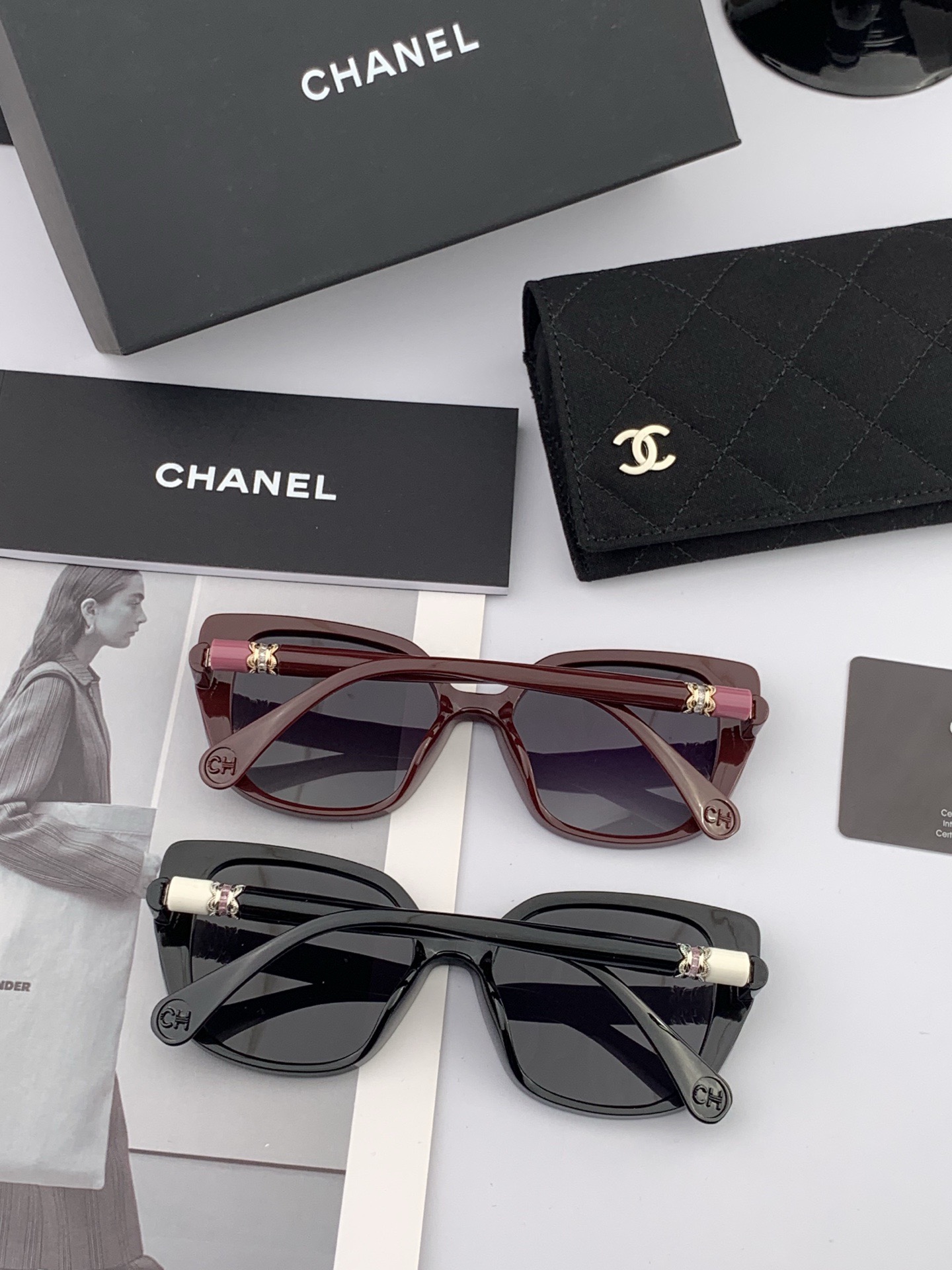 【CHANEL】香奈儿 新款潮流爆款 时尚方框太阳镜 佩戴舒适 网红潮款墨镜 女士高清加厚偏光太阳镜🕶️