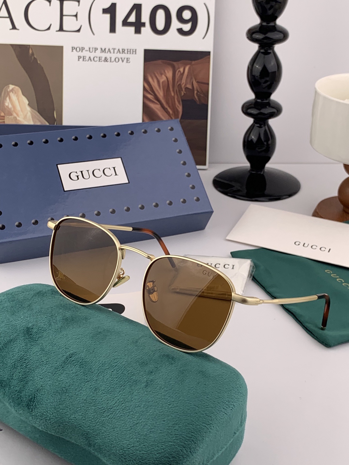 Gucci 。 高品质男女款墨镜 👍 进口宝丽来偏光镜片 。 开车钓鱼都可 。百搭显瘦墨镜韩版男士飞行员