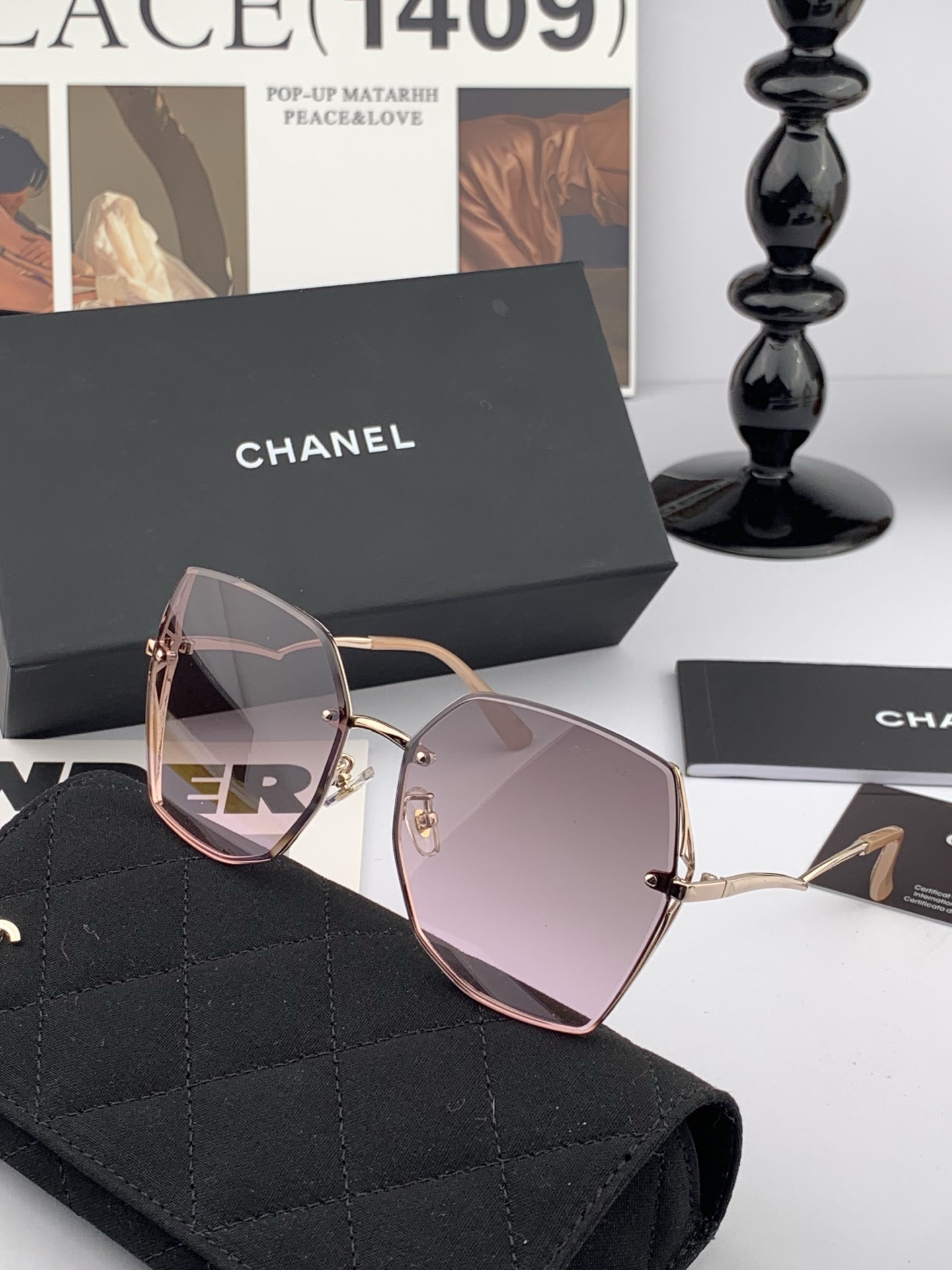 【尼龙偏光系列】DIOR无框太阳镜墨多边形设计，不挑脸型，无论搭配大衣还是连衣裙都非常显气质尼龙偏光镜片