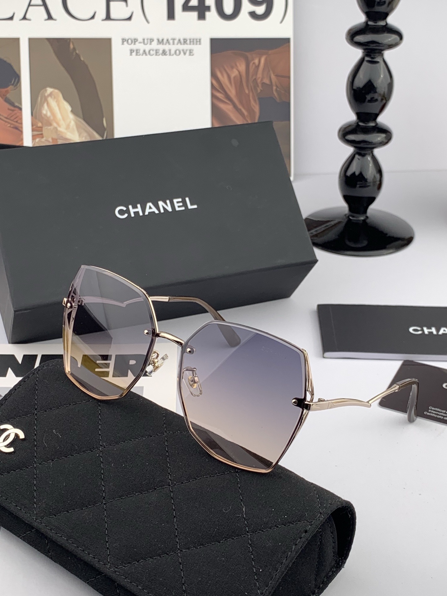 【尼龙偏光系列】DIOR无框太阳镜墨多边形设计，不挑脸型，无论搭配大衣还是连衣裙都非常显气质尼龙偏光镜片