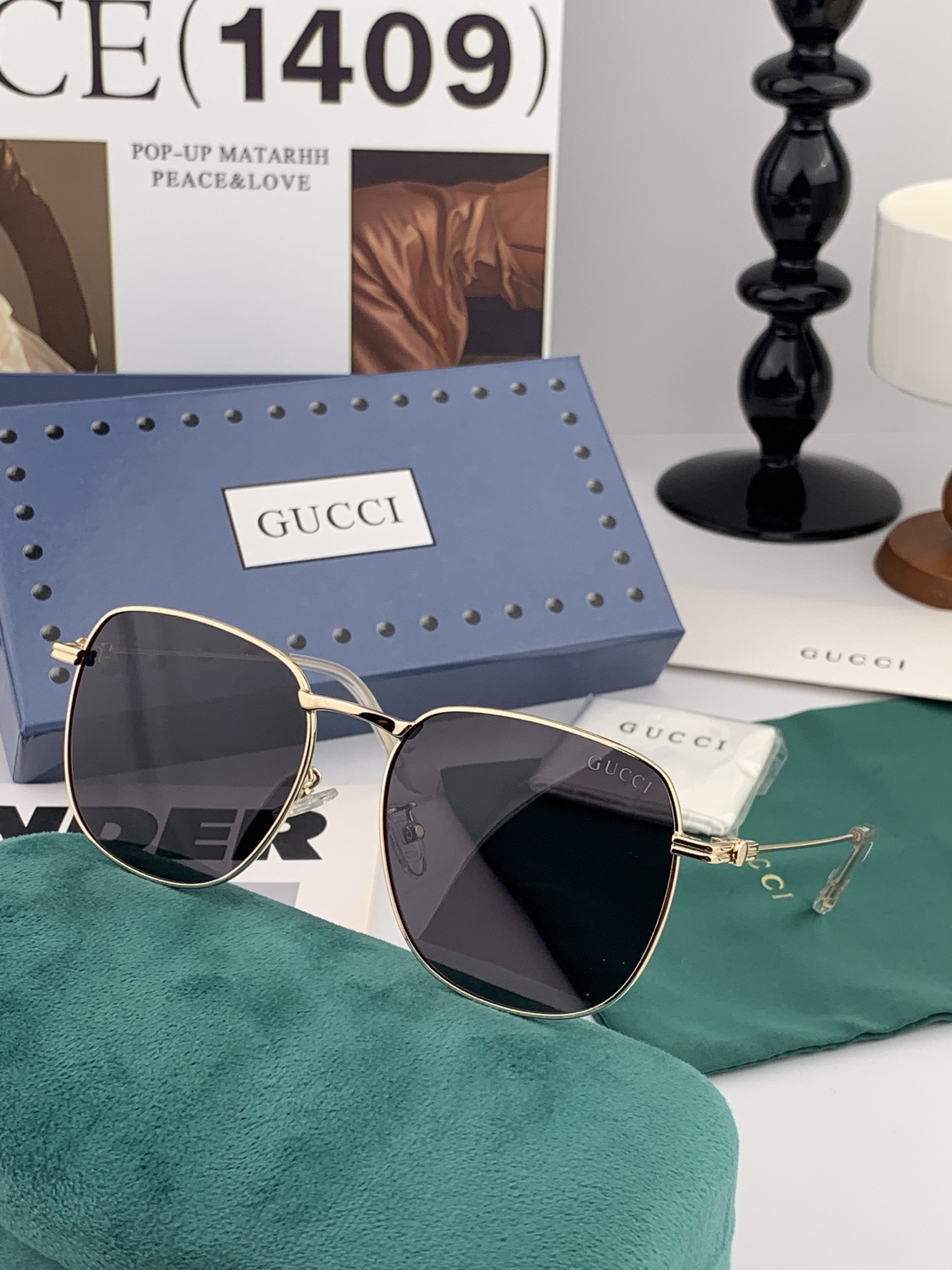 🔺 Gucci 🔻新款 众多明星同款[色]‼️‼️新款大框偏光墨镜 🌈🌈宝丽来超清加厚太阳镜🔝🔝型号：G