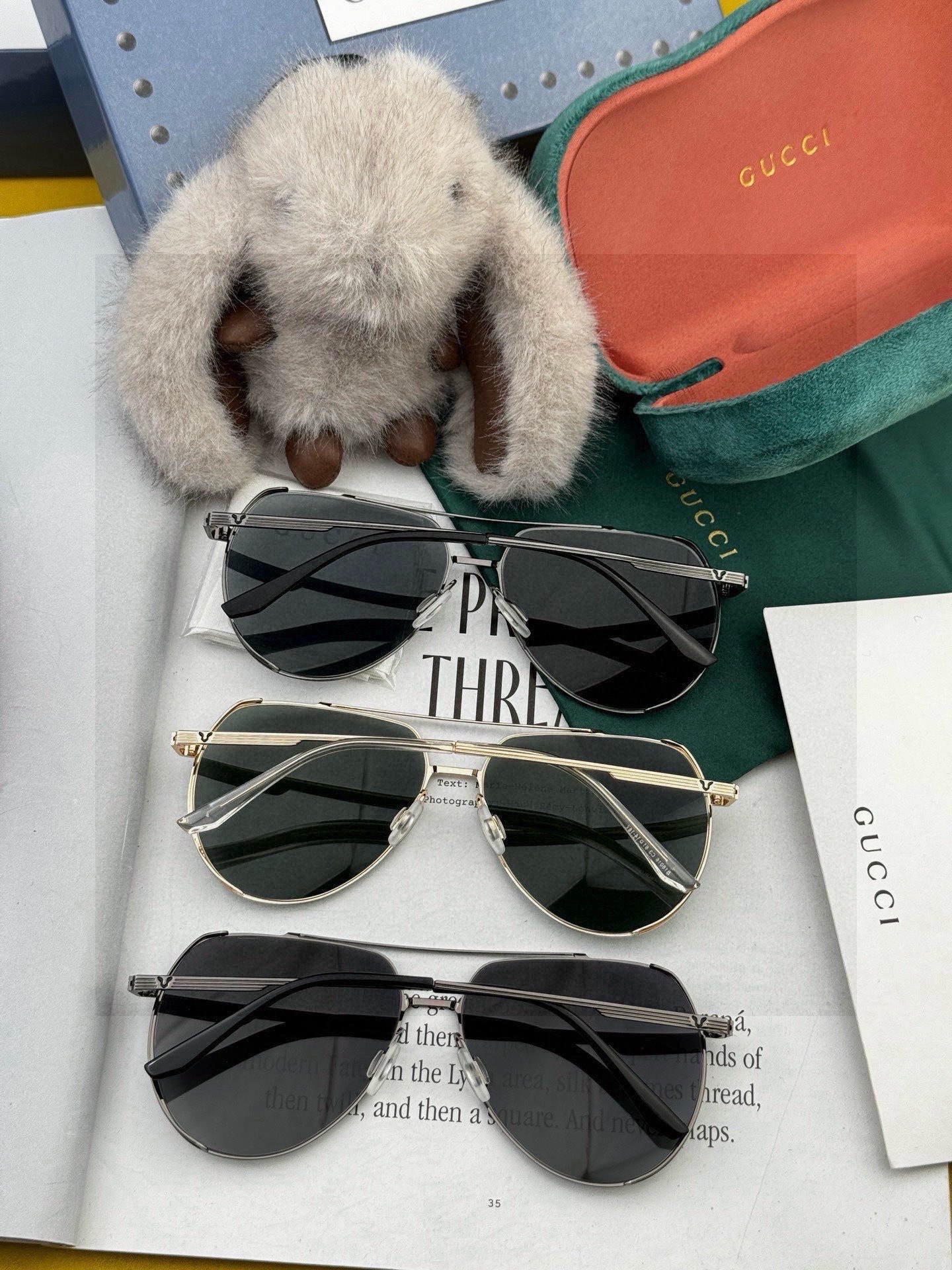 GUCCI 男款炫彩飞行员偏光太阳镜 ❤️材质：高清尼龙加厚卡槽高清偏光镜片 🌹无边框镜架💕颜👍型号：G