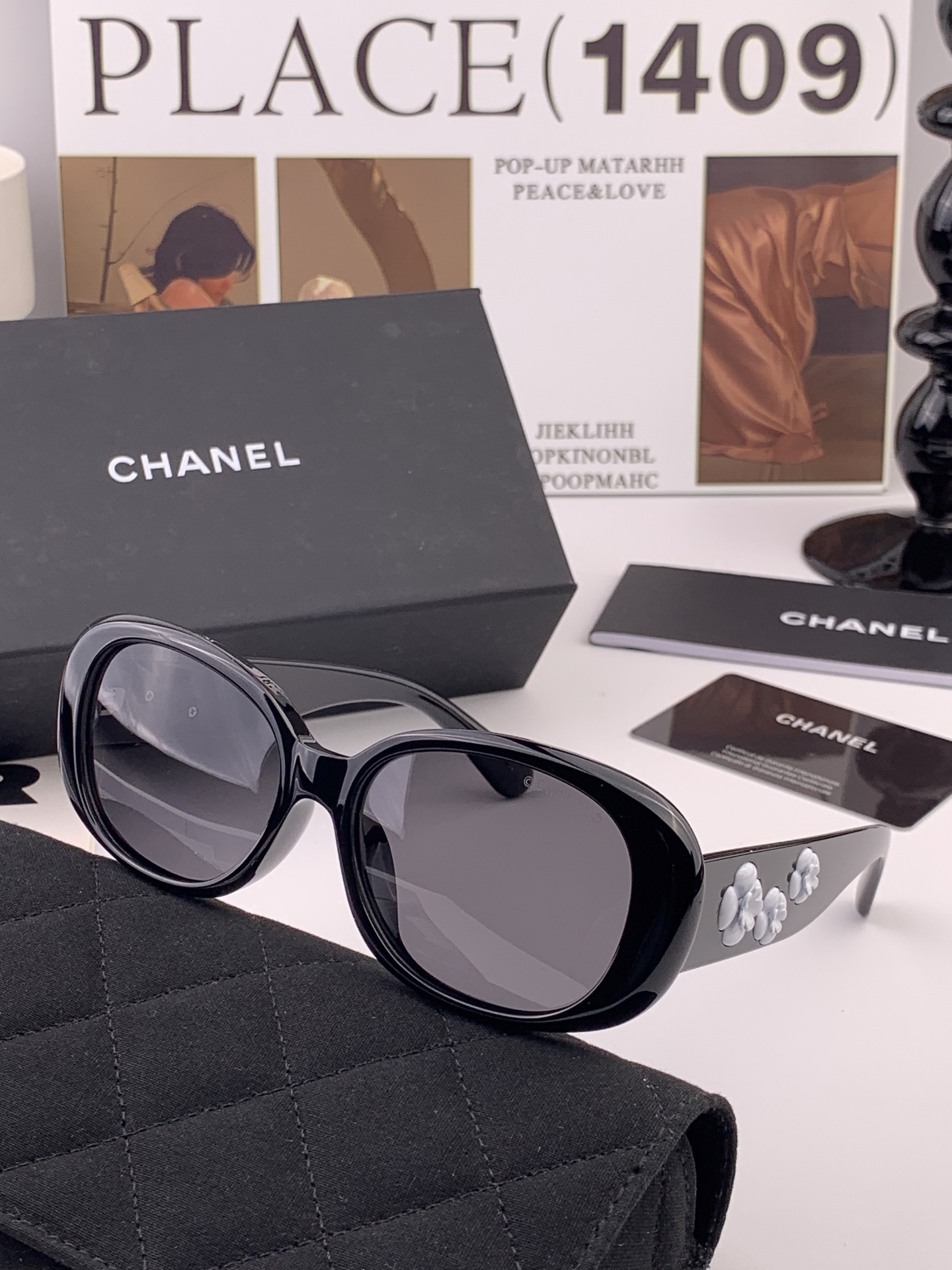 【CHANEL】香奈儿 新款山茶花潮流爆款 时尚圆框高清偏光太阳镜 佩戴舒适 网红潮款墨镜  ♥️♥️型