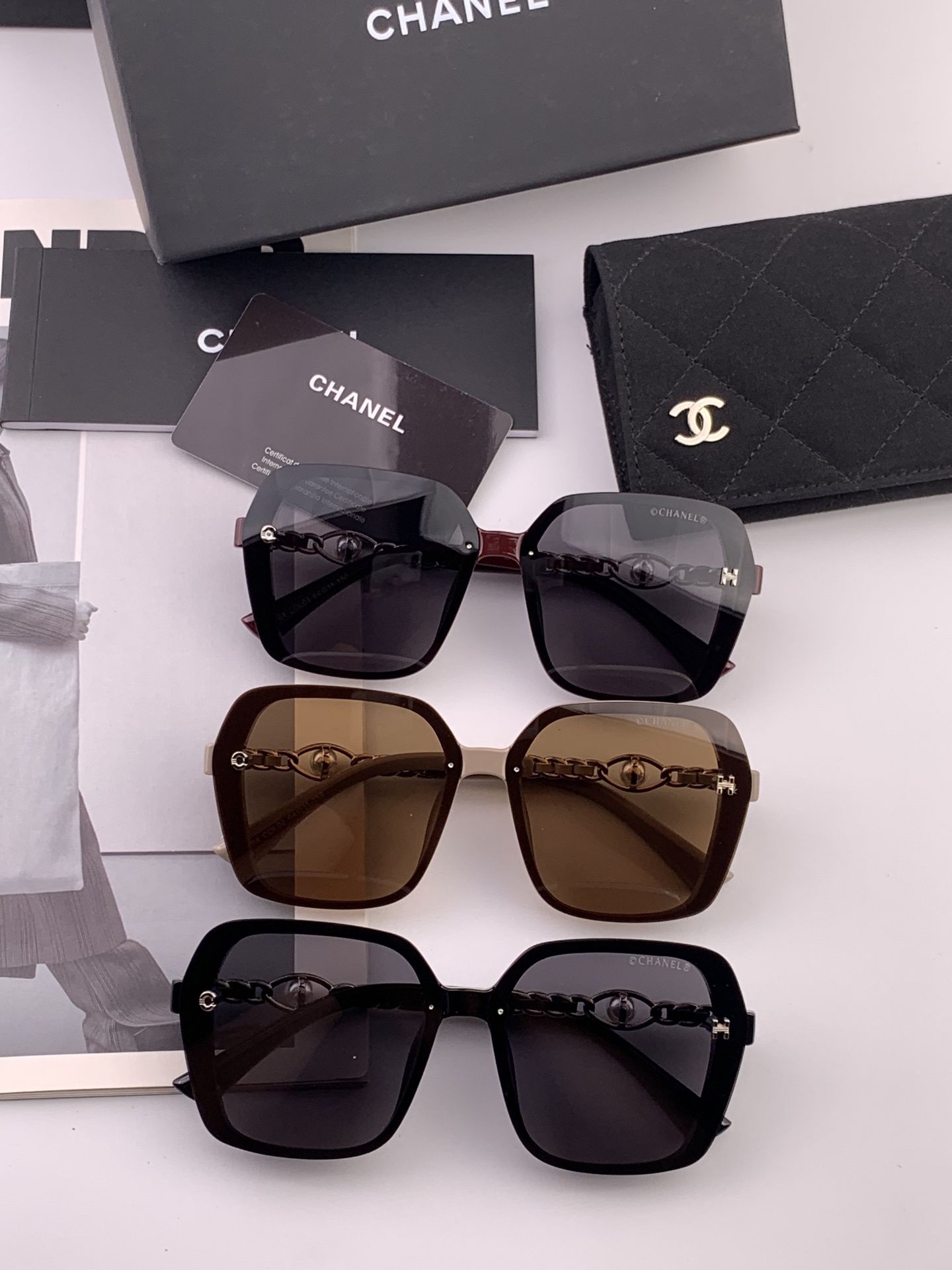 🔺CHANEL🔻官方早春新款，众多明星同款[色]香奈儿‼️‼️新款珍珠大框偏光墨镜 ，🌈🌈宝丽来超清偏光