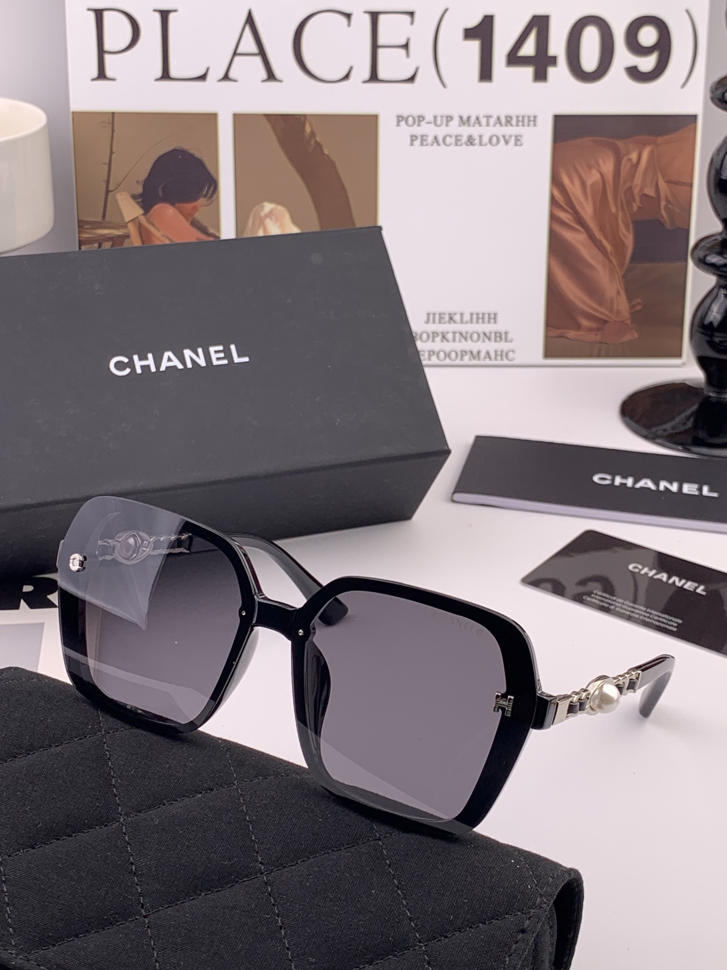 🔺CHANEL🔻官方早春新款，众多明星同款[色]香奈儿‼️‼️新款珍珠大框偏光墨镜 ，🌈🌈宝丽来超清偏光