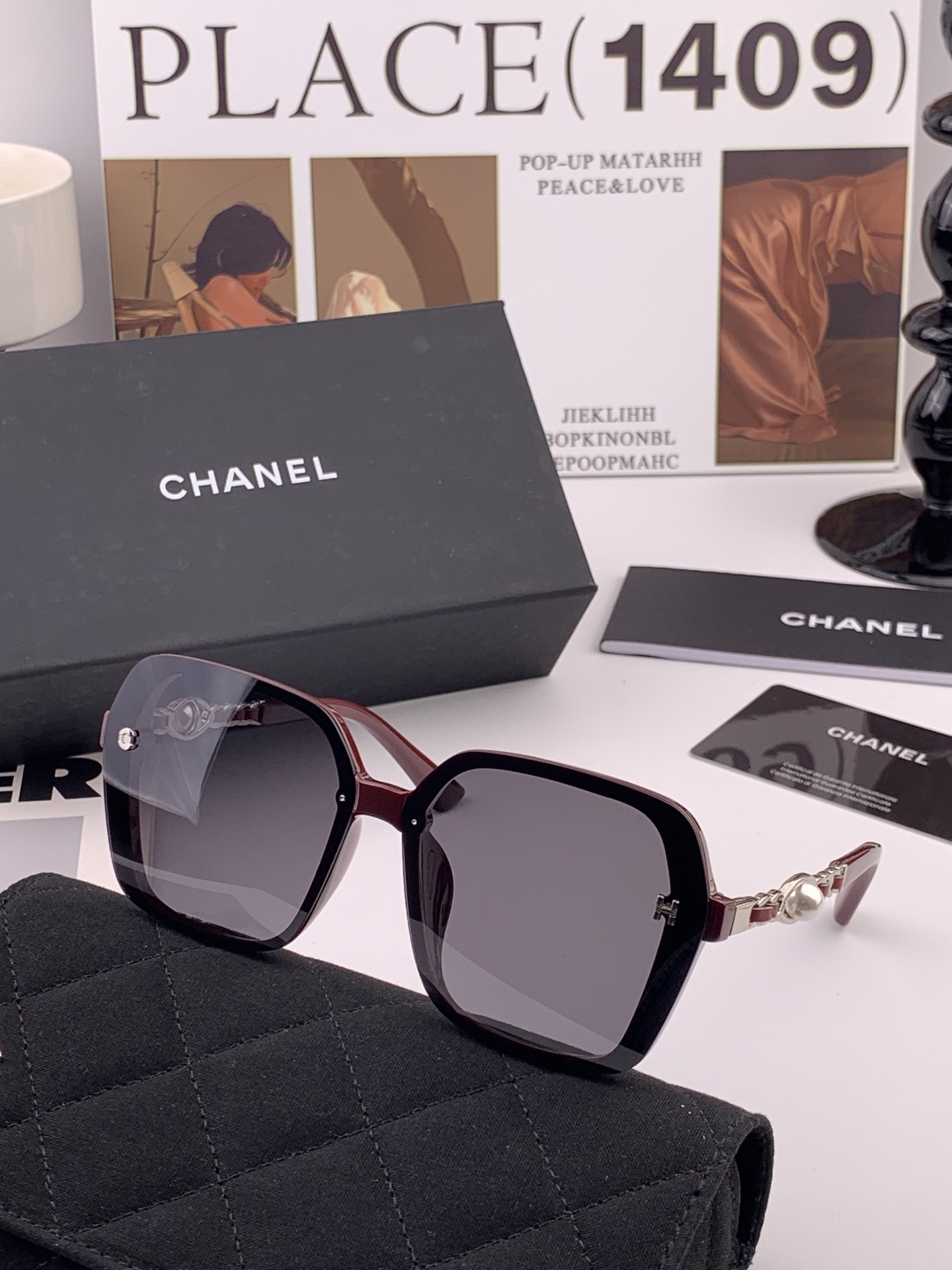 🔺CHANEL🔻官方早春新款，众多明星同款[色]香奈儿‼️‼️新款珍珠大框偏光墨镜 ，🌈🌈宝丽来超清偏光