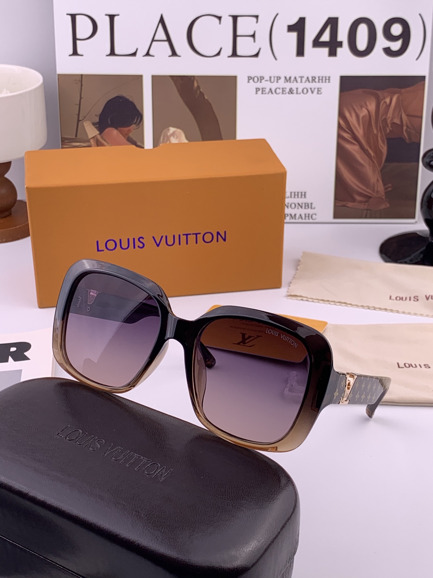 LV 🔥  高品质男女款墨镜   👍 进口宝丽来偏光镜片  🔥蛤蟆镜 开车钓鱼都可 🔥百搭显瘦墨镜韩版男