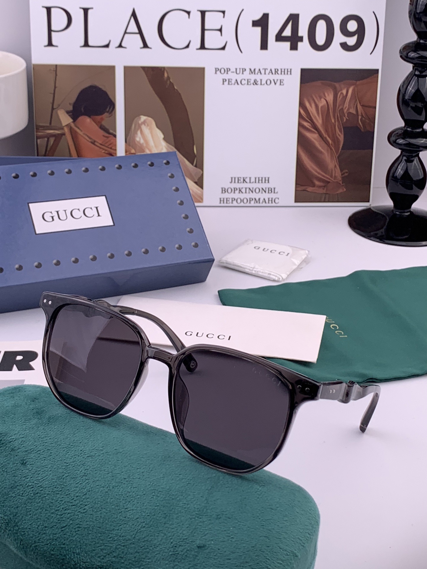 🔺 【GUCCI】开春新款 潮流爆款 时尚方框偏光太阳镜 高品质 佩戴舒适 网红潮款墨镜 女士高清尼龙偏
