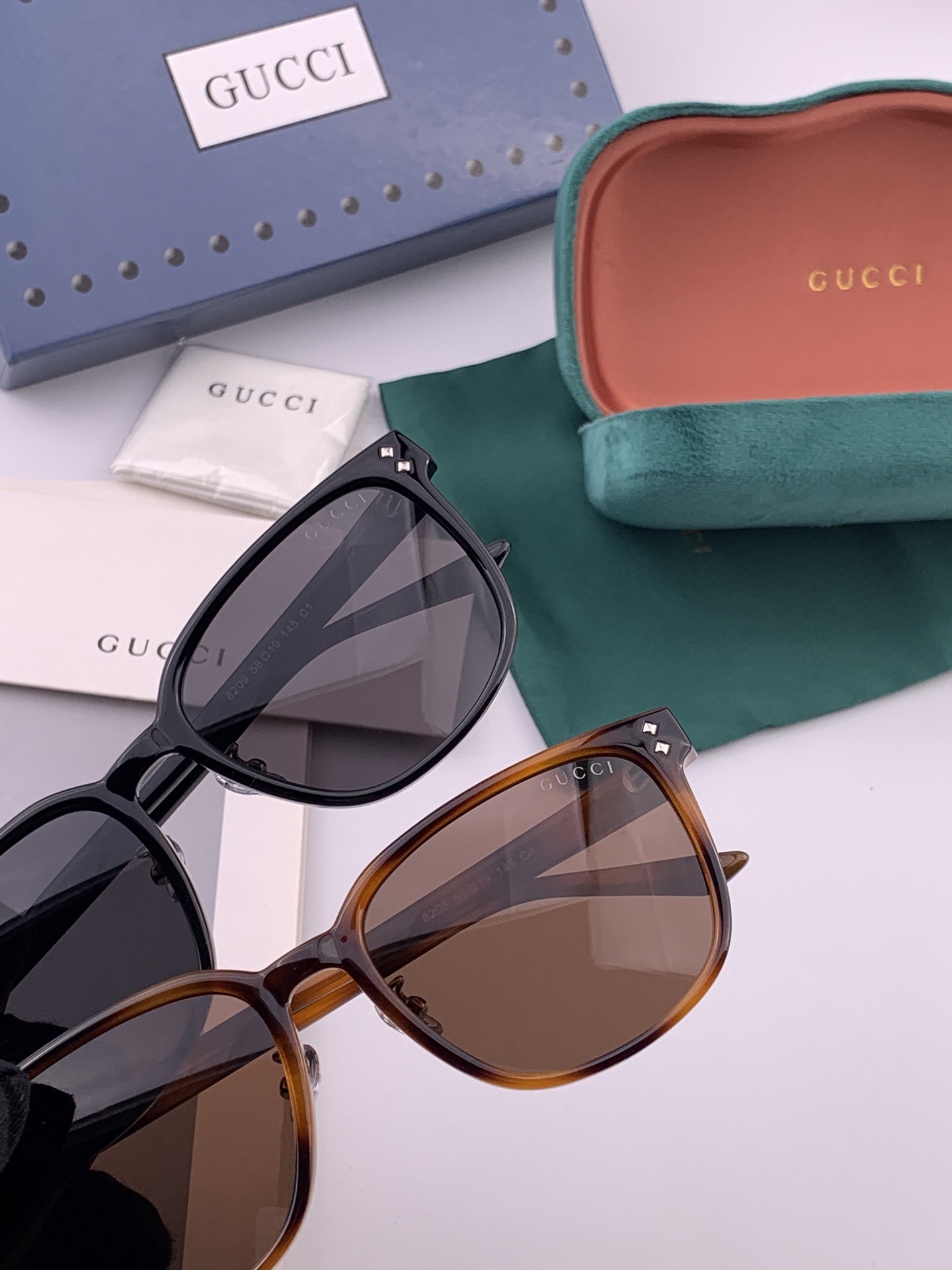 🔺 【GUCCI】开春新款 潮流爆款 时尚方框偏光太阳镜 高品质 佩戴舒适 网红潮款墨镜 女士高清尼龙偏