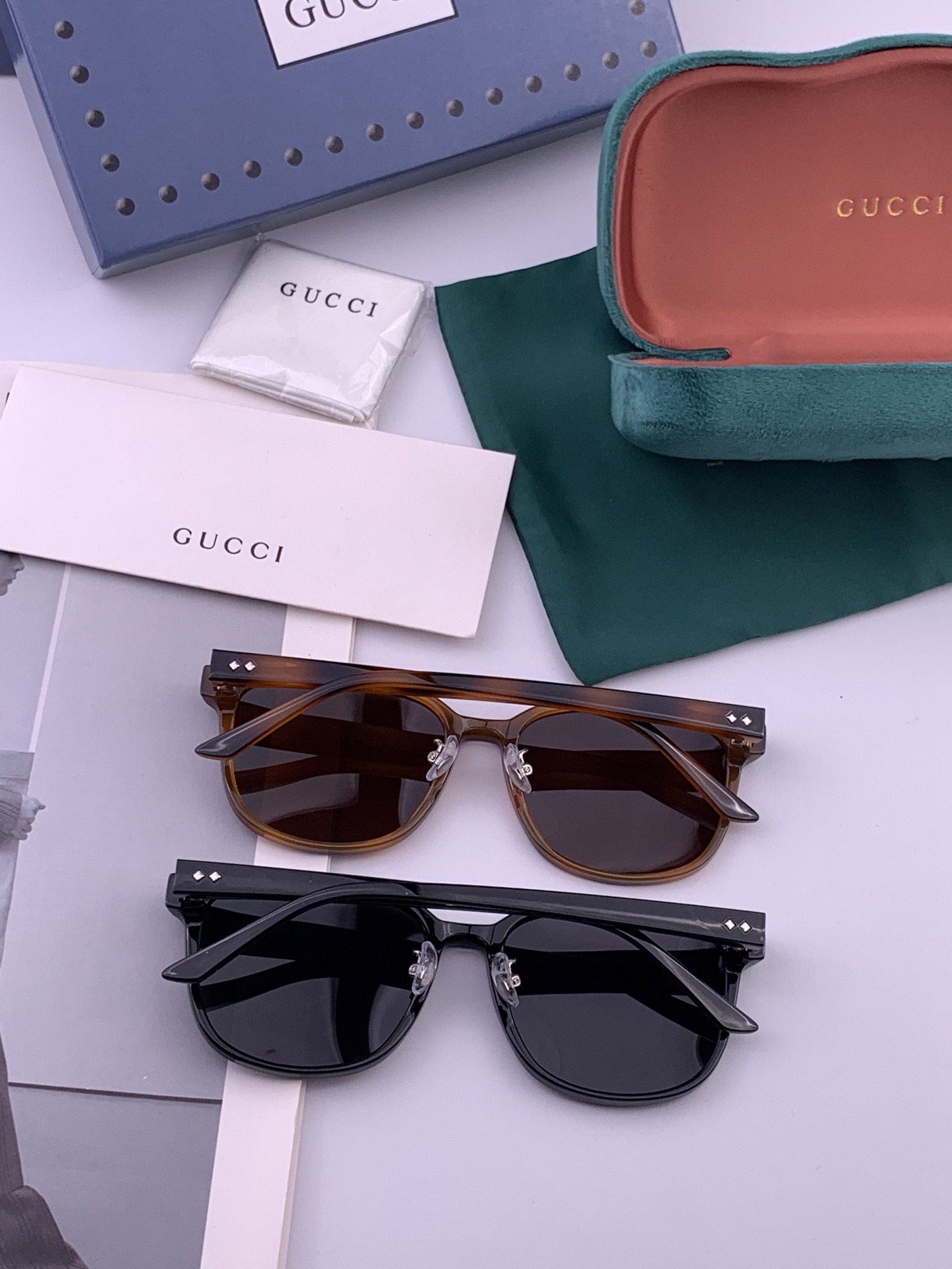 🔺 【GUCCI】开春新款 潮流爆款 时尚方框偏光太阳镜 高品质 佩戴舒适 网红潮款墨镜 女士高清尼龙偏