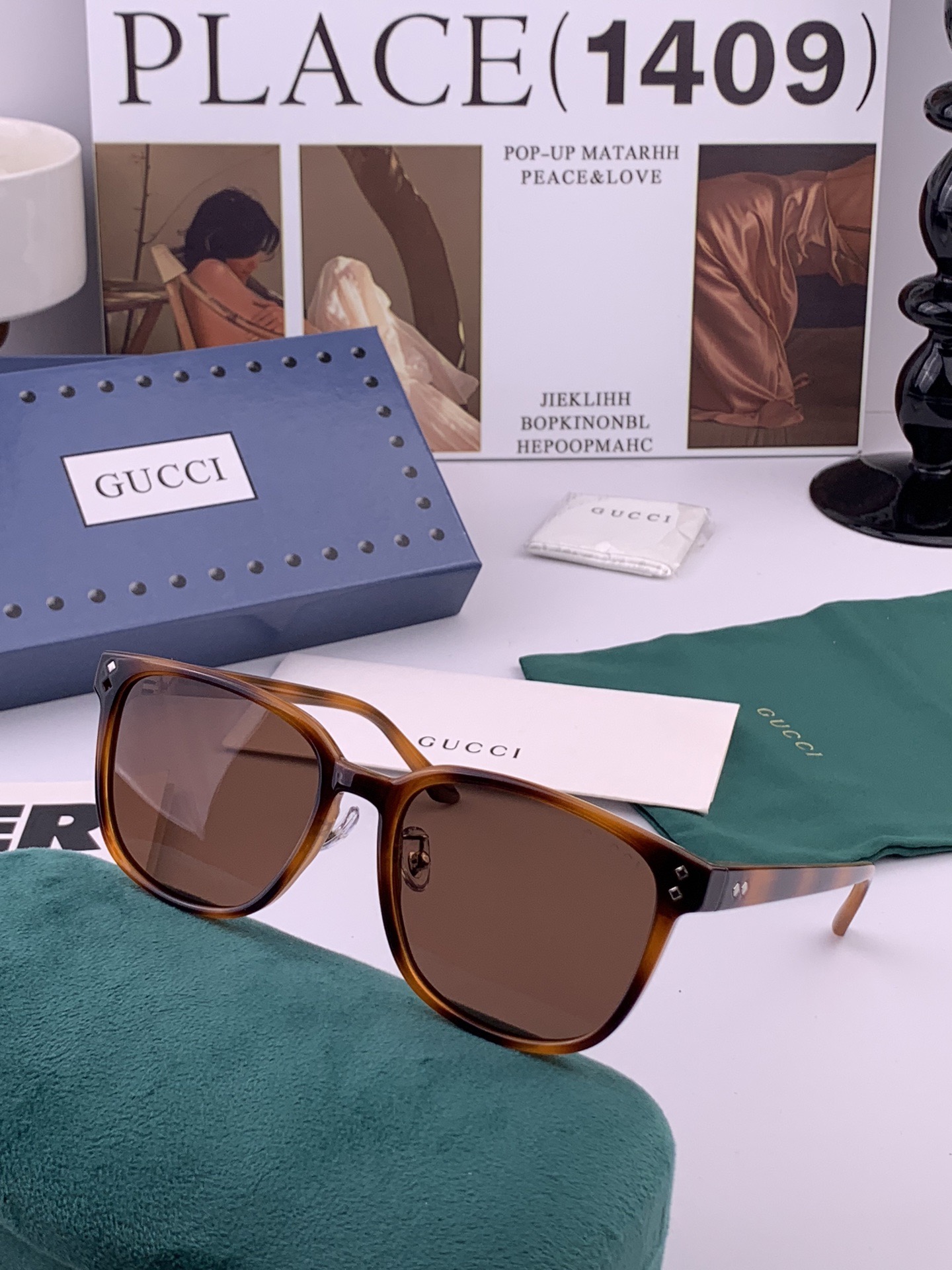 🔺 【GUCCI】开春新款 潮流爆款 时尚方框偏光太阳镜 高品质 佩戴舒适 网红潮款墨镜 女士高清尼龙偏