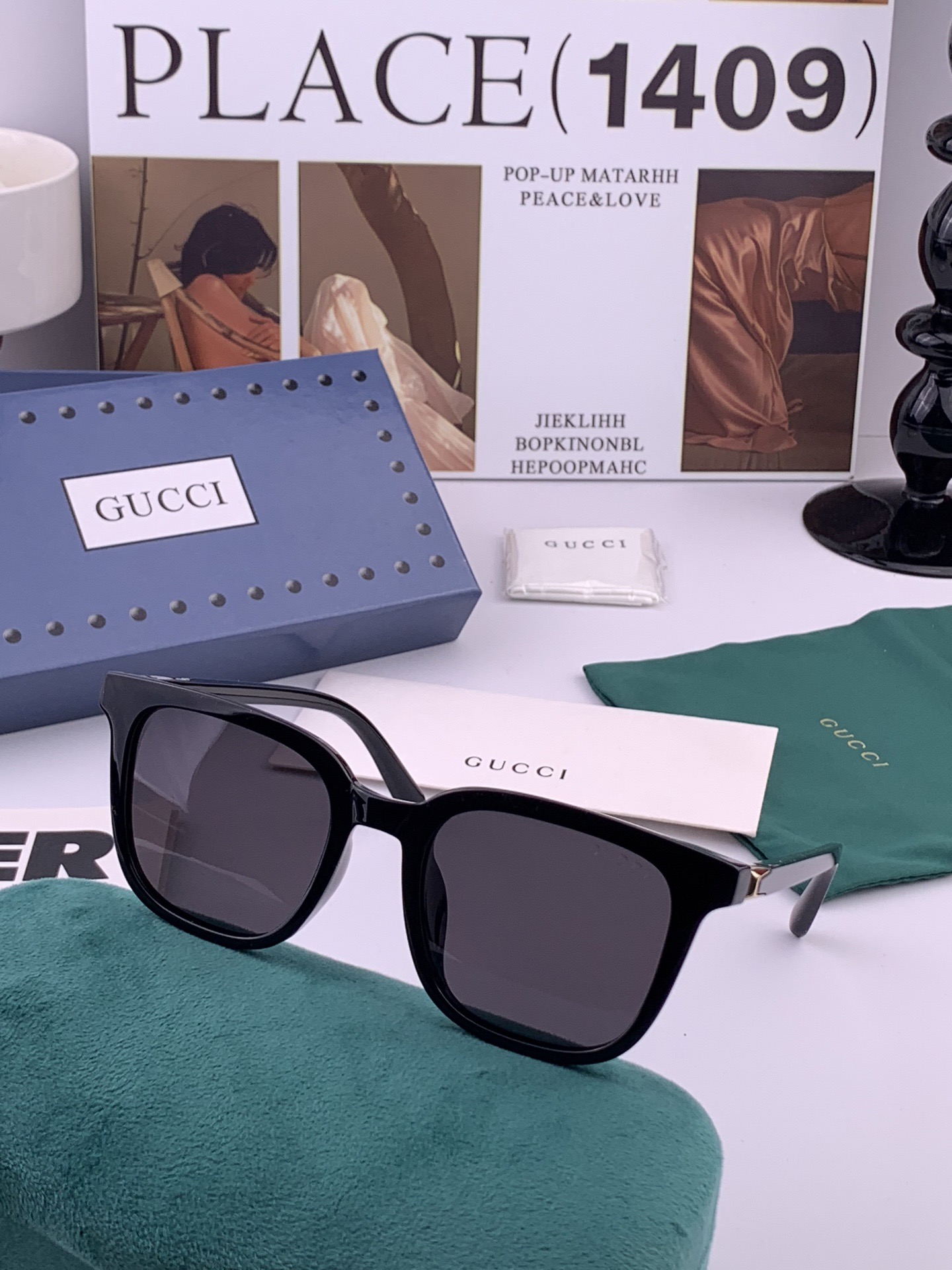 🔺 【GUCCI】开春新款 潮流爆款 时尚方框偏光太阳镜 高品质 佩戴舒适 网红潮款墨镜 女士高清尼龙偏