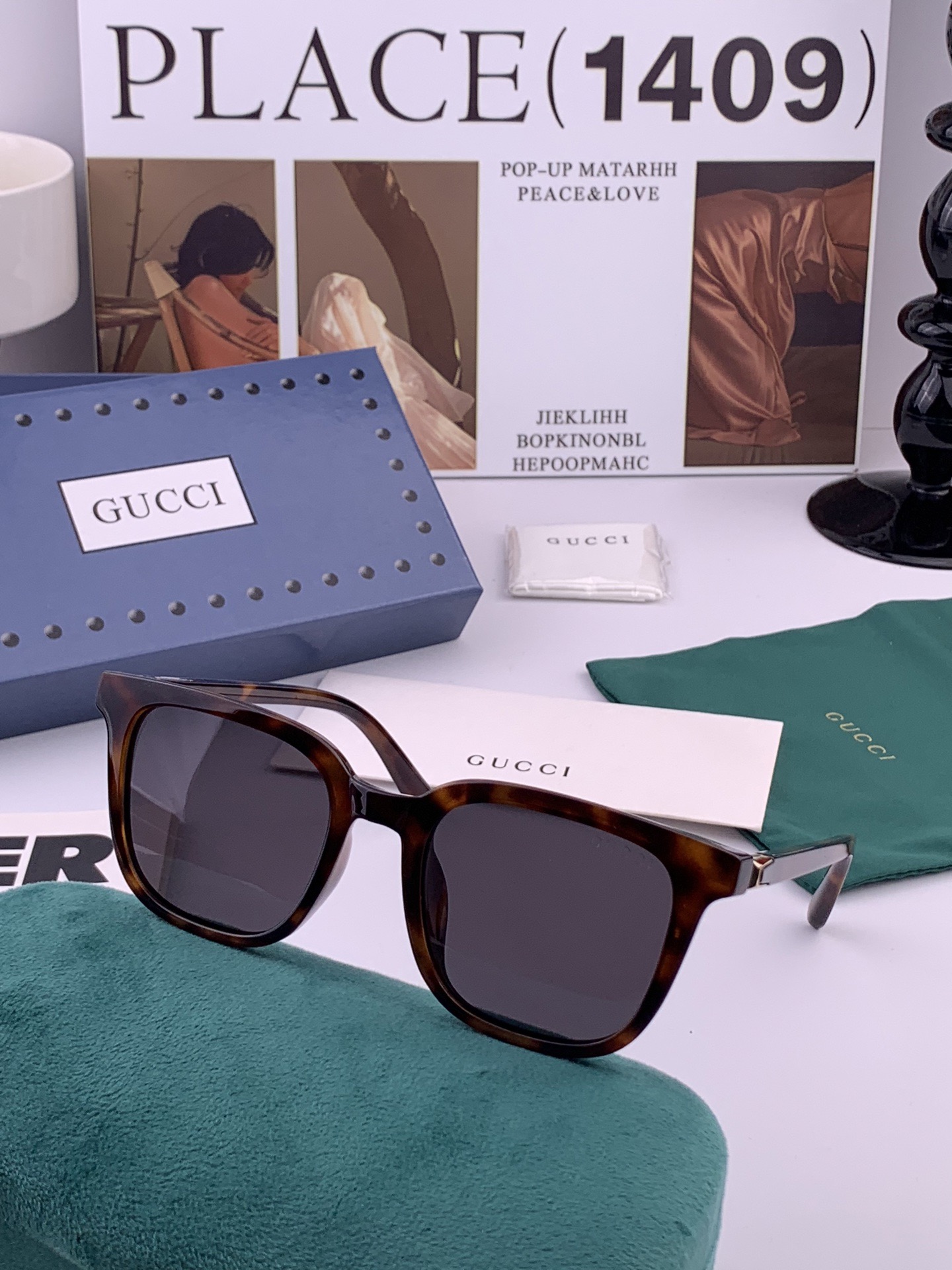 🔺 【GUCCI】开春新款 潮流爆款 时尚方框偏光太阳镜 高品质 佩戴舒适 网红潮款墨镜 女士高清尼龙偏
