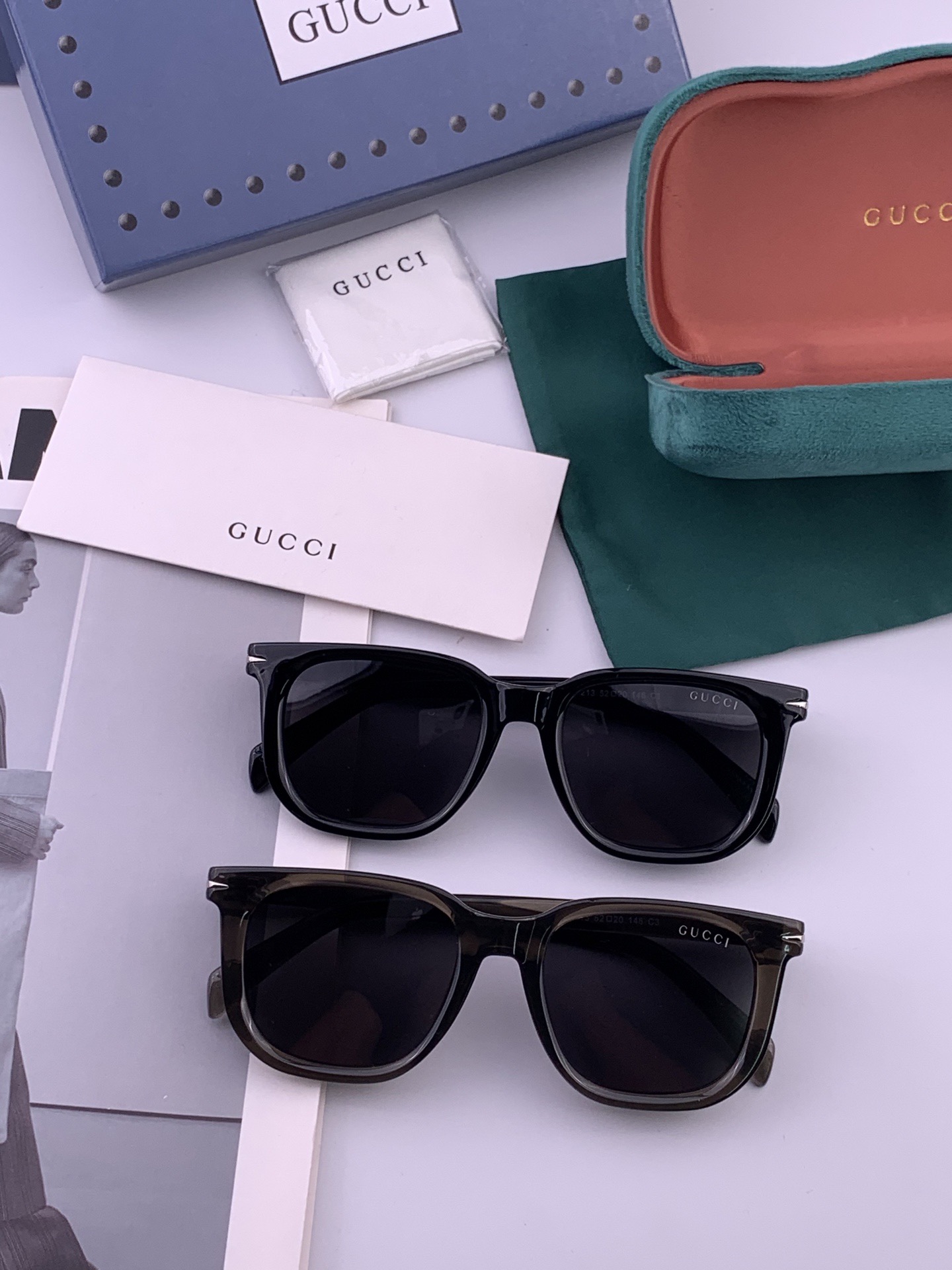 🔺 【GUCCI】开春新款 潮流爆款 时尚方框偏光太阳镜 高品质 佩戴舒适 网红潮款墨镜 女士高清尼龙偏