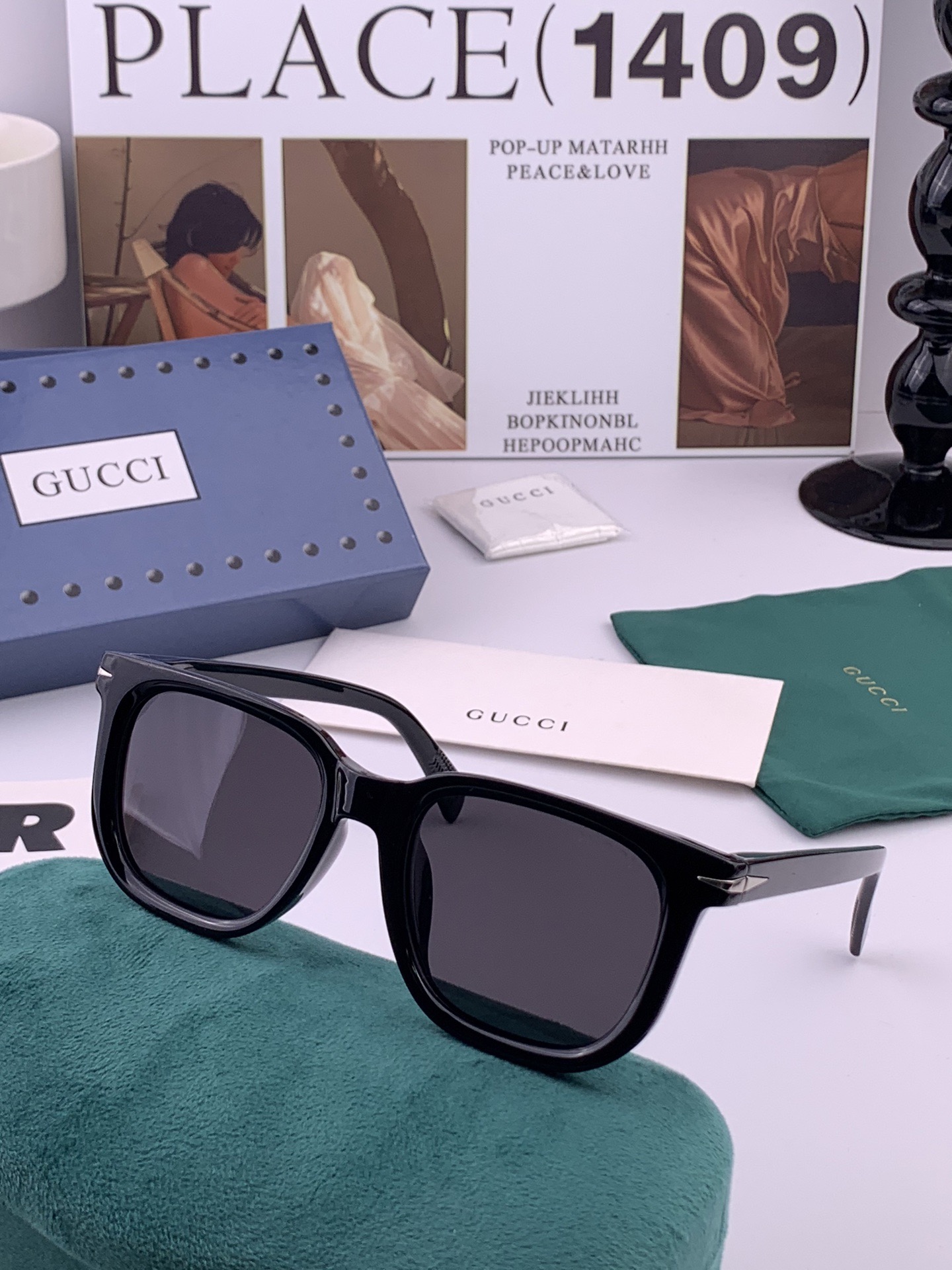 🔺 【GUCCI】开春新款 潮流爆款 时尚方框偏光太阳镜 高品质 佩戴舒适 网红潮款墨镜 女士高清尼龙偏